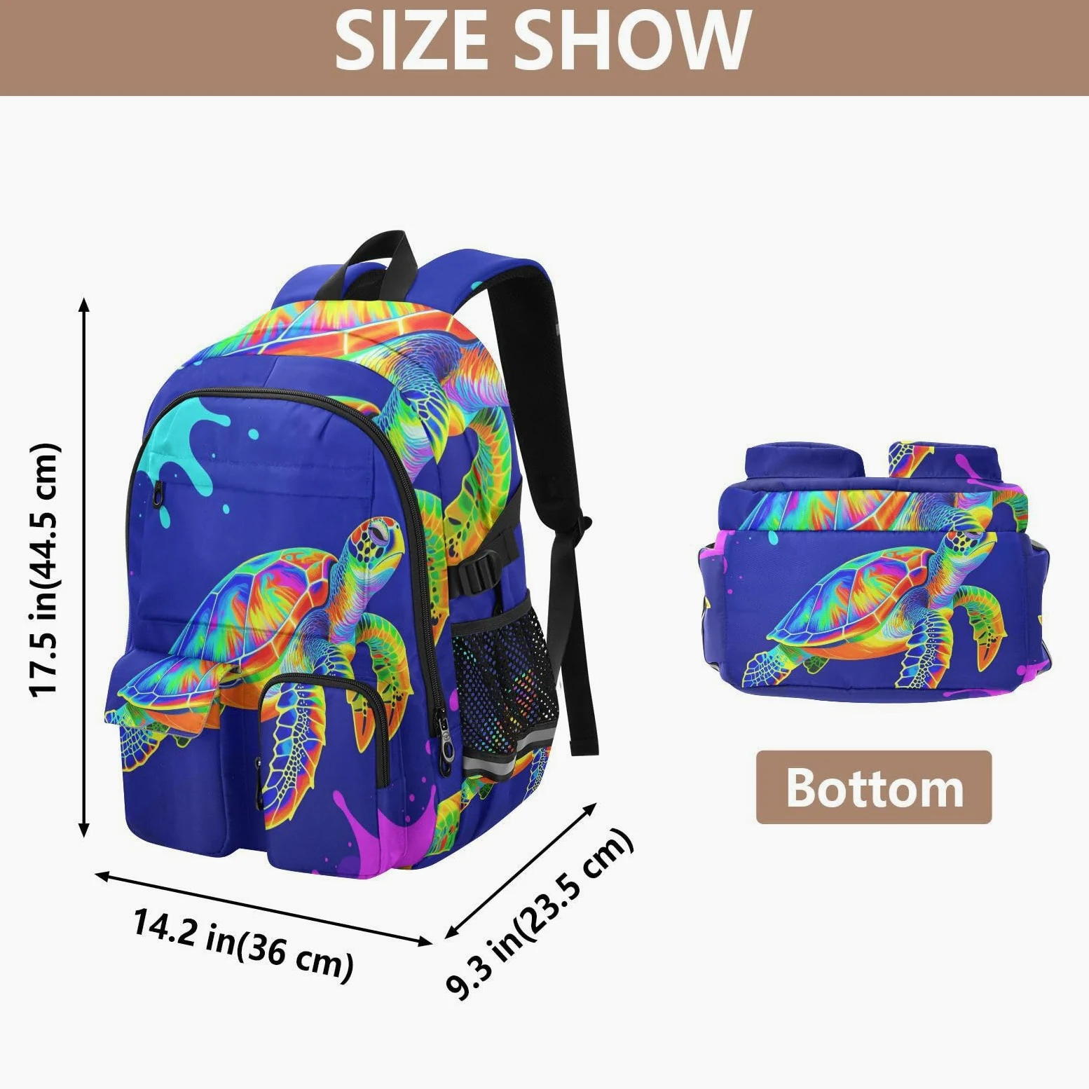 Grande zaino da viaggio blu tartaruga borsa da lavoro 44,5 cm