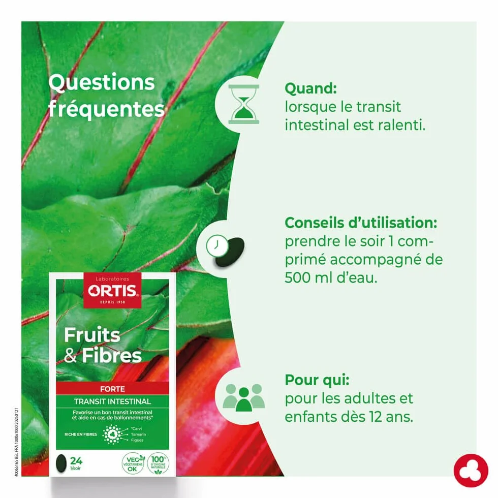 Ortis Frutta & Fibre Forte 24 Compresse Integratore Alimentare per Transito Intestinale