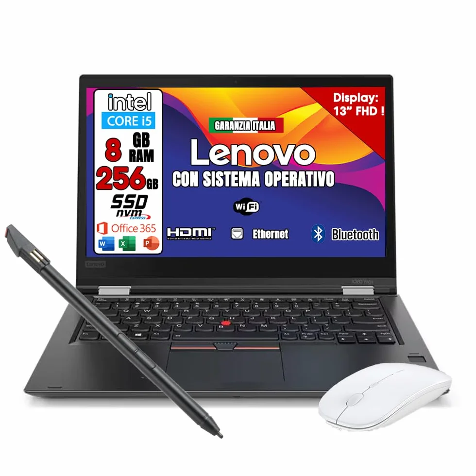Lenovo ThinkPad Yoga x390 TouchScreen Pieghevole Full HD Intel Core i5-8th 256GB SSD 8GB RAM DDR4 Windows 11 Pro