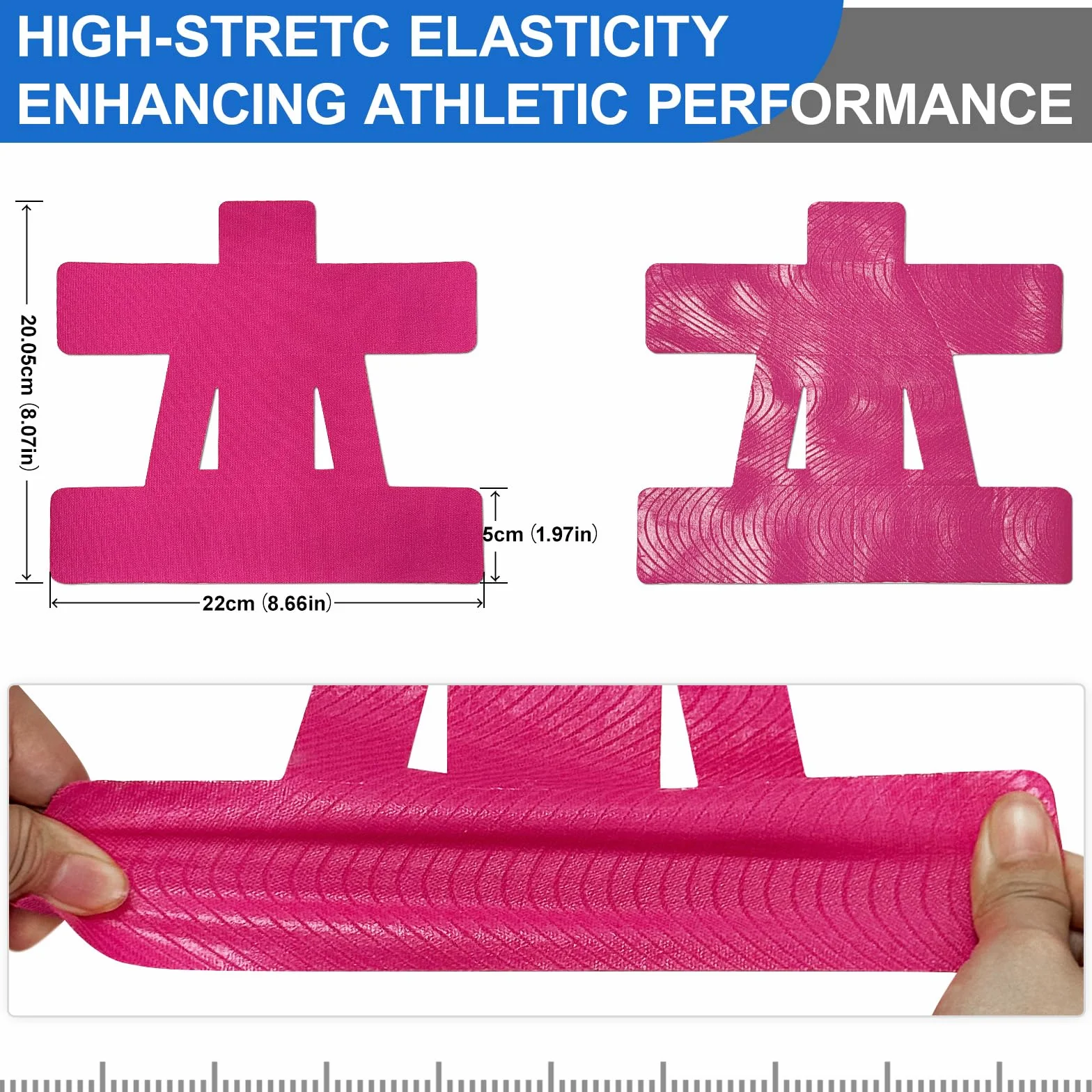 Tape Kinesiologico Per Spalla Ipoallergenico Traspirante Impermeabile 170% Elasticità Beige 12 Pezzi