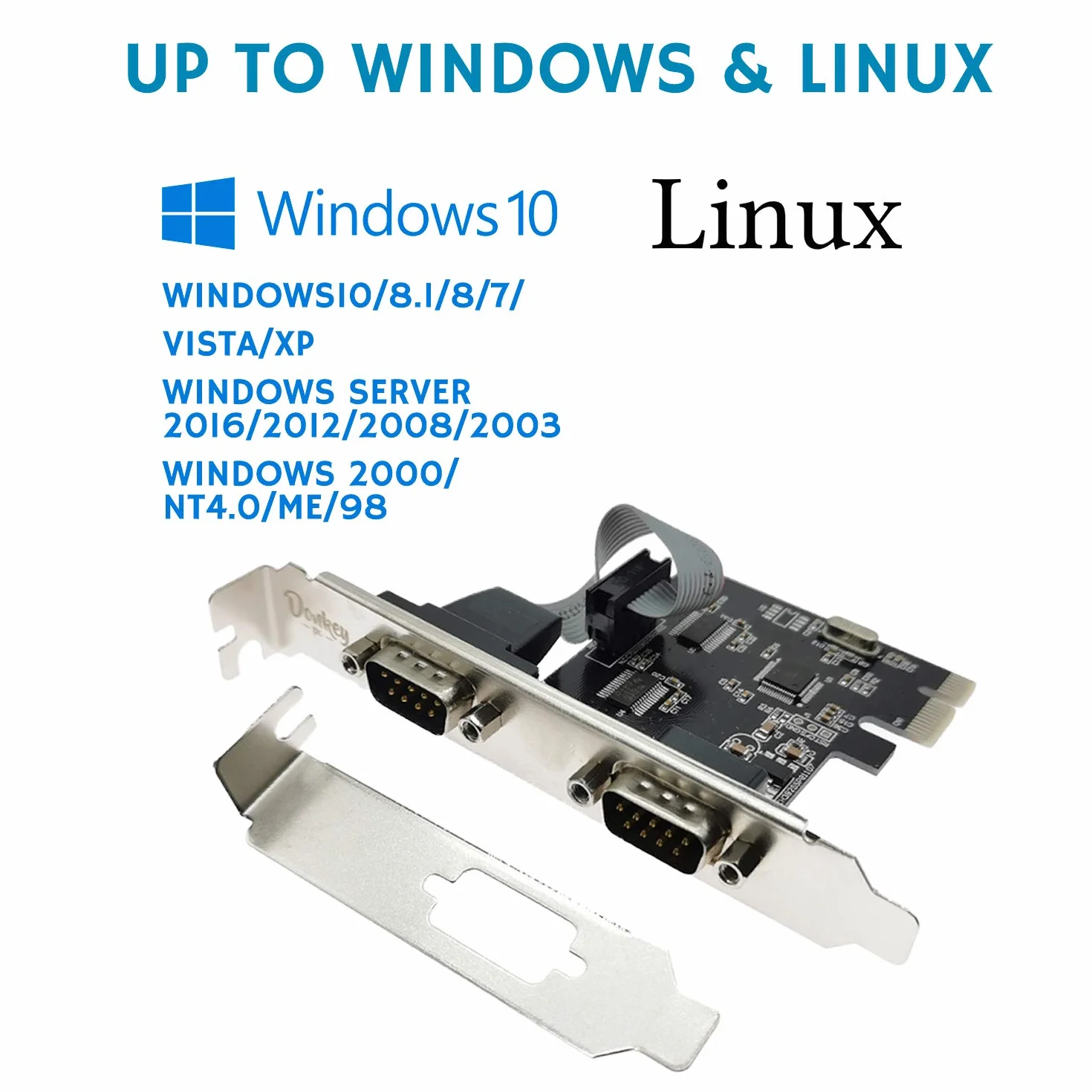 Scheda 2 porte seriali RS232 su PCI Express. Scheda di porta seriale PCI-Express scheda adattatore di estensione 2 porta seriale. Scheda controller di espansione.
