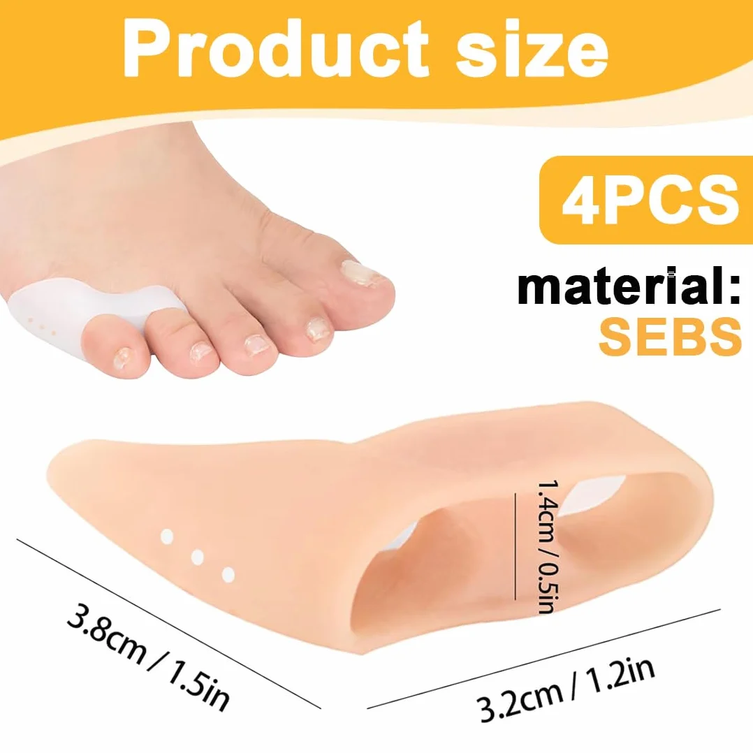 4 Paia Separatore per Dita dei Piedi Piccole, Correttore per Mignolo Arricciato, Divaricatore in Gel per Piedi