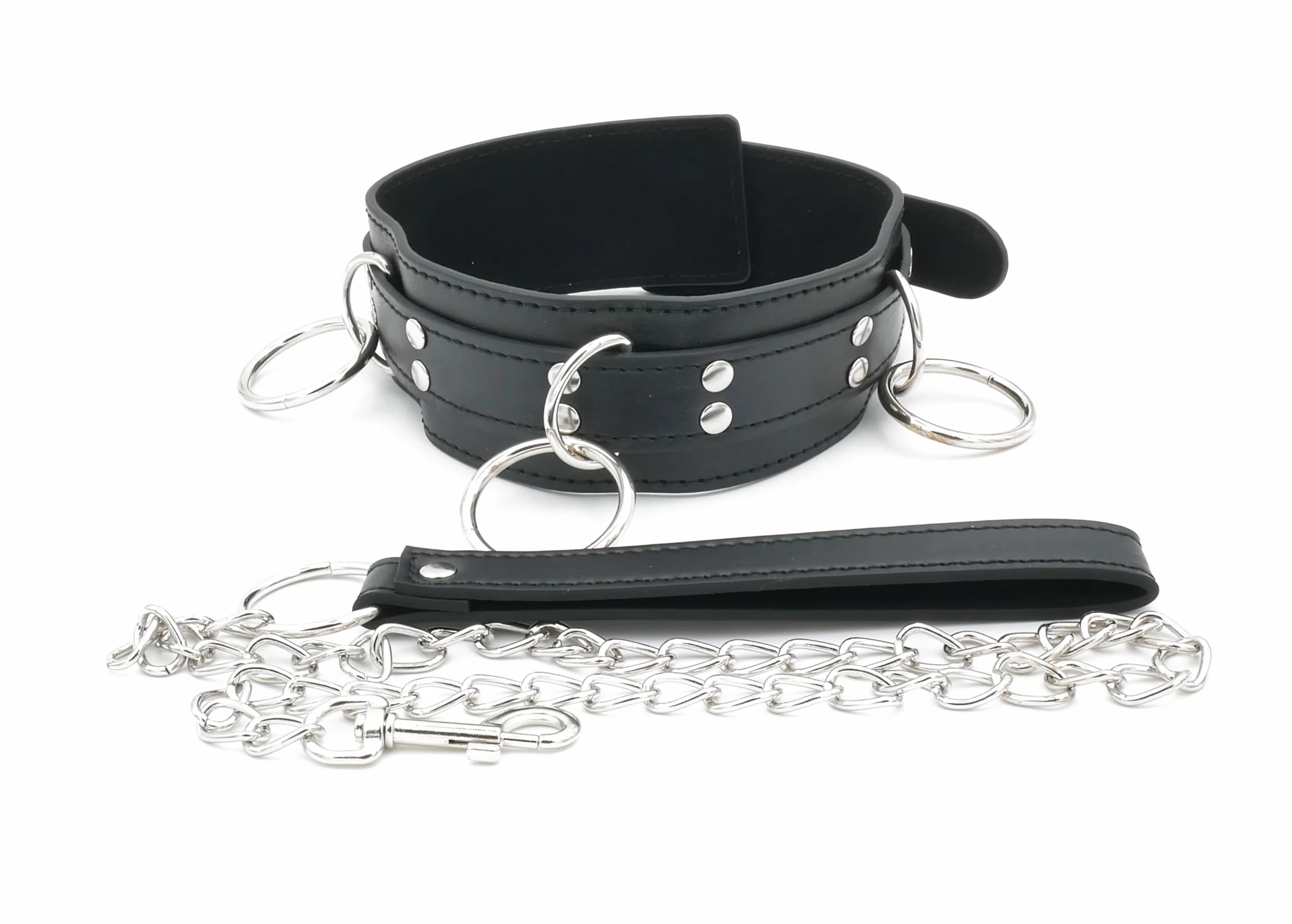 BONDAGERIE® Collare schiava con tre anelli e guinzaglio incluso