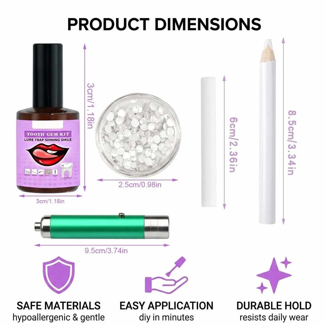 Kit di Gioielli per Denti con Lampada UV, Bianco
