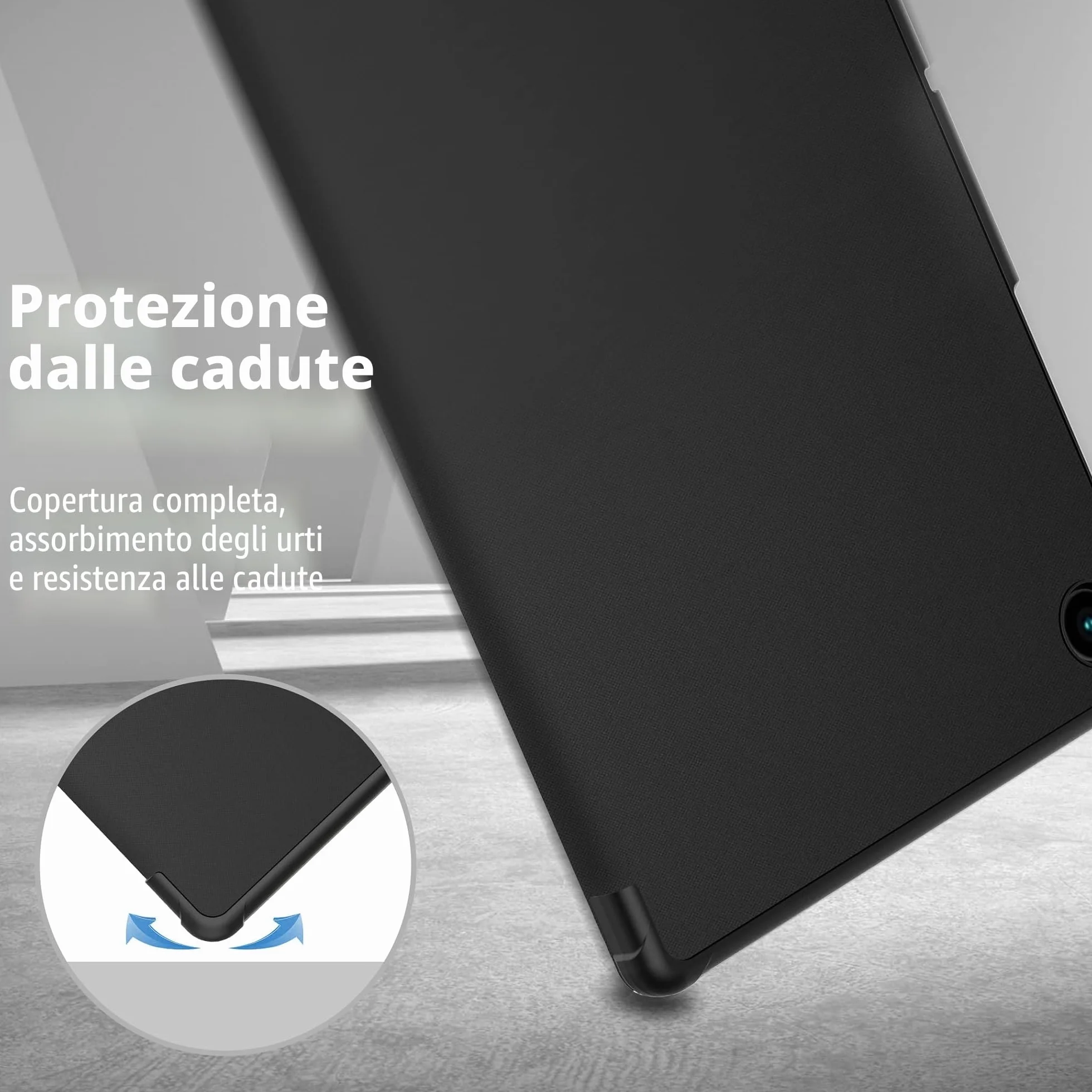 EasyAcc Custodia Samsung Galaxy Tab A8 10.5 Pollici 2021/2022 SM-X200 SM-X205, Ultra Sottile Smart Cover in Pelle , Nero