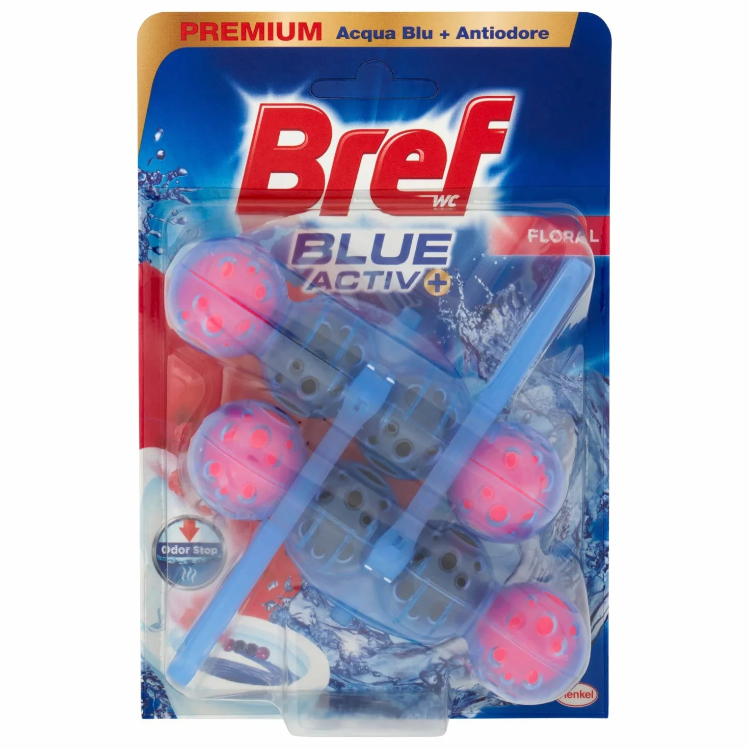 Bref WC Blue Activ+ Floral Detergente Profumatore in Pastiglie Igienizzante Bagno Duopacco 100 g