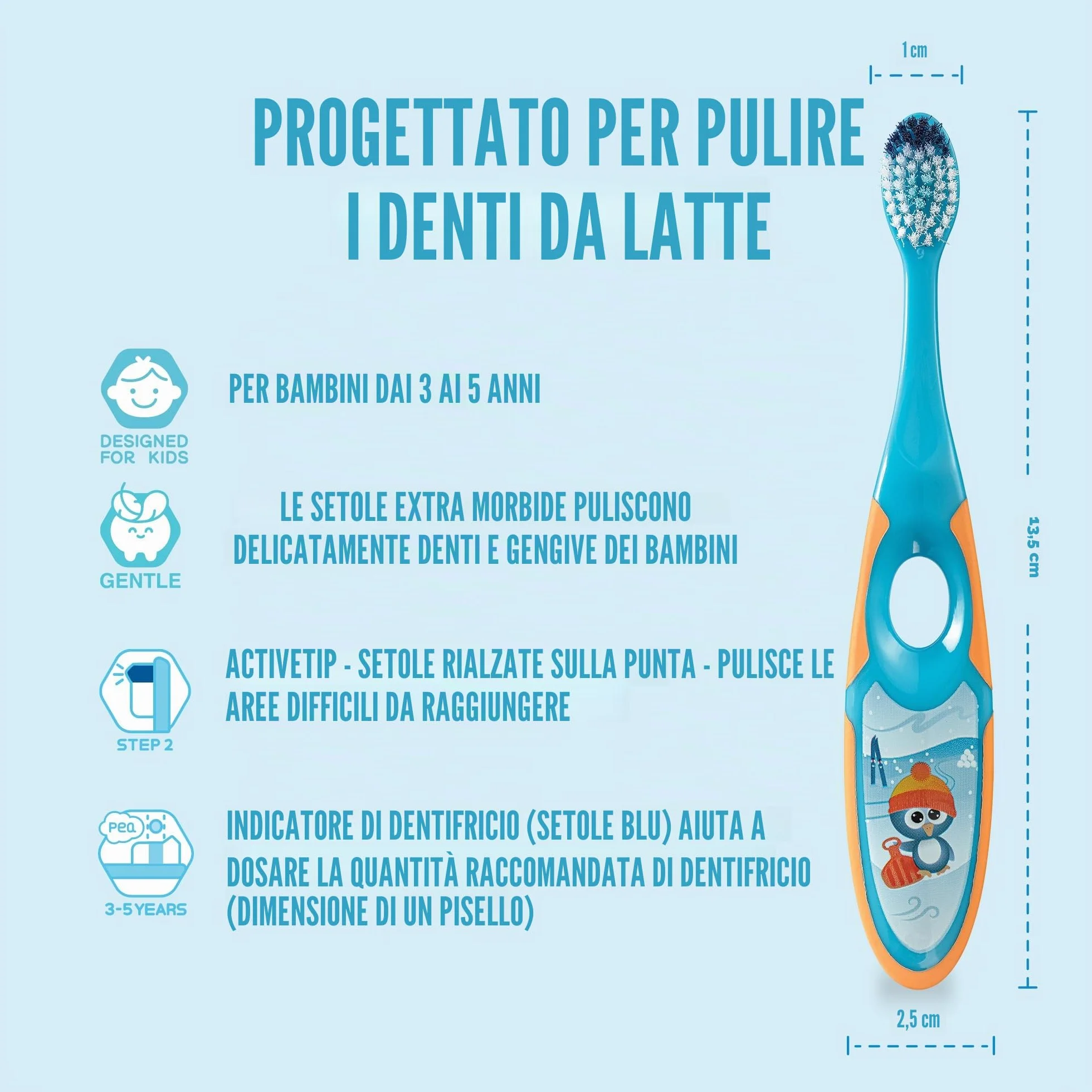 Jordan Step 2 Spazzolino da denti Bambini 3-5 anni Setole morbide Senza BPA Rosa & Giallo 4 unità