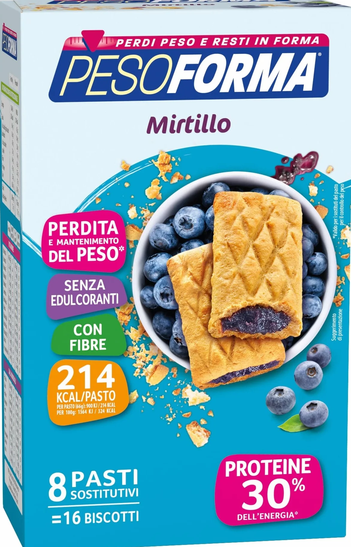 Pesoforma Biscotti al Mirtillo Pasto Sostitutivo Dimagrante 236 Kcal 8 Pasti 740 Gr