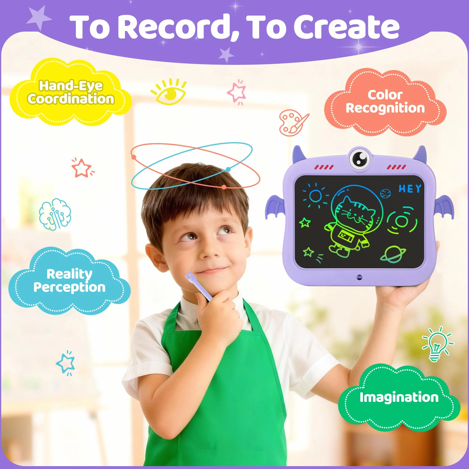 Tavoletta Grafica Bambini LCD 8,5 Pollici Display a Colori Lavagna Portatile Cancellabile