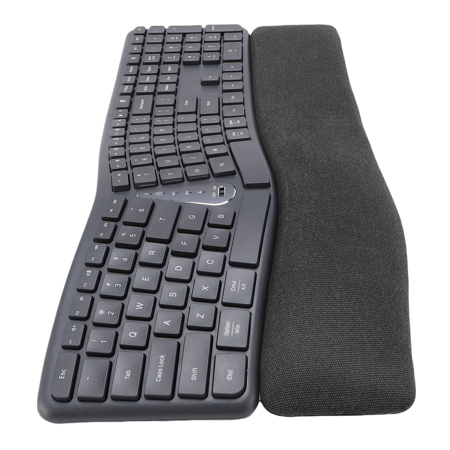 Tastiera Ergonomica, Tastiera Divisa con Riposo Al Polso Imbottito, Wireless USB da 2,4 G, USB C Ricaricabile, 111 Tasti per8/ME/2000/Vista/7/8/10