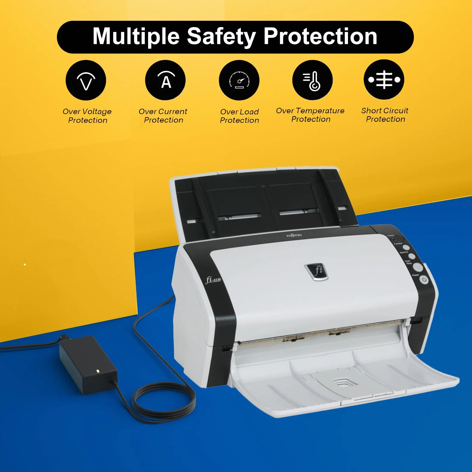 Caricabatterie 24V Compatibile Fujitsu Scanner S1500 S1500M fi-7160 fi-7180 fi-7260 fi-7280 fi-5120C fi-6110 fi-6140 fi-6230 fi-6240 Scansnap