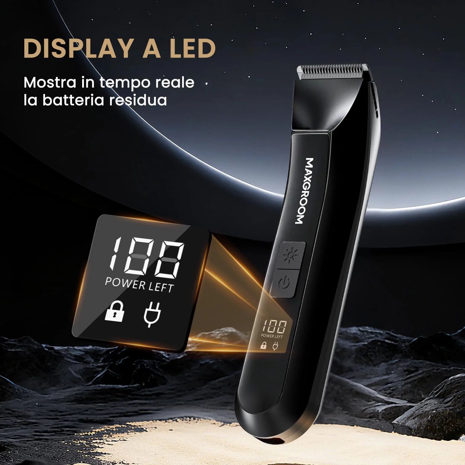 MAXGROOM Rasoio Elettrico Corpo Uomo Depilatore Intimo Ricaricabile Uso Umido e Asciutto