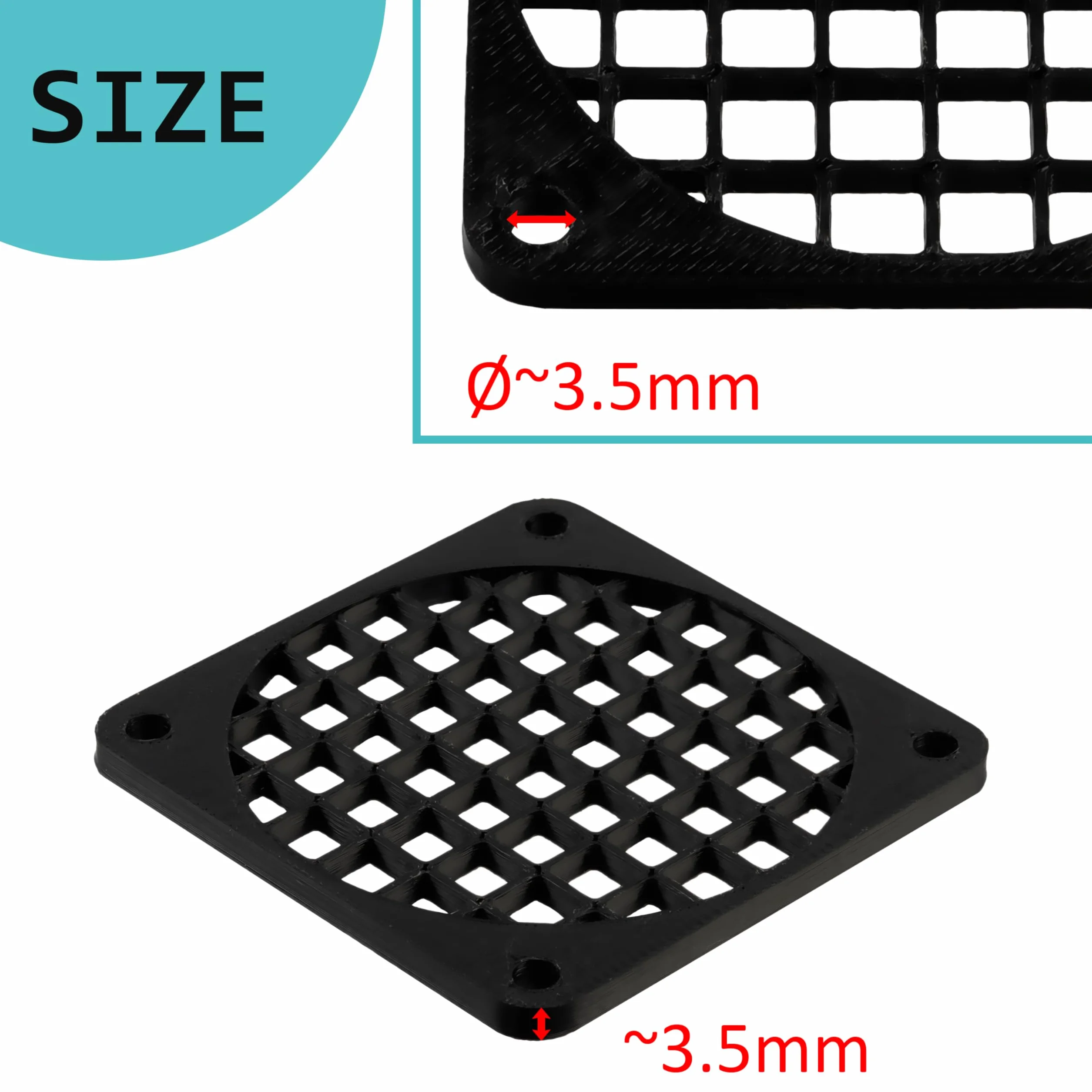 Aerzetix Set di 4 Griglie per Ventola 60x60 mm in plastica per Computer PC stampanti dispositivi audiovisivi proiettori multimediali/Colore Nero