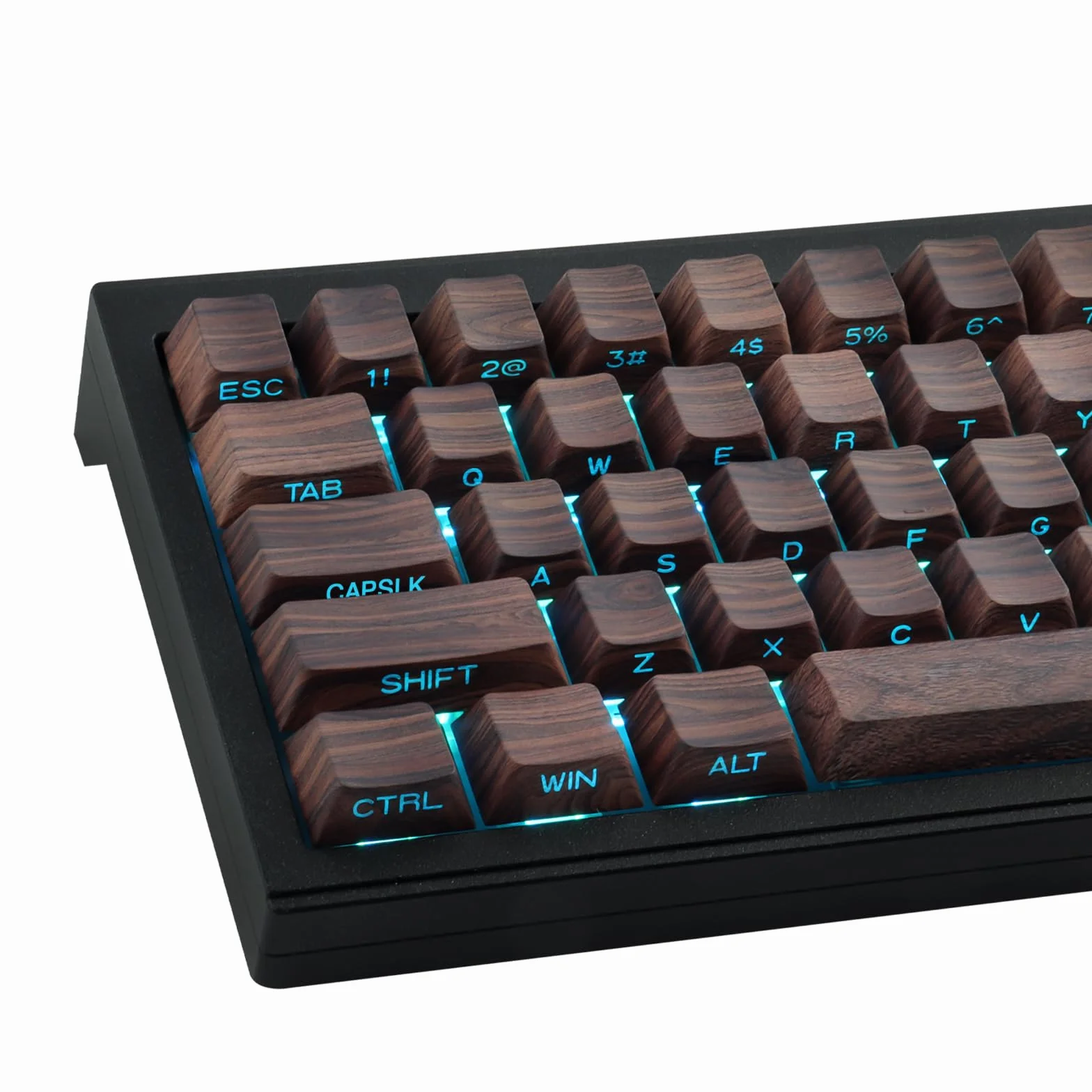 JakeTsai Copritasti con stampa laterale-PBT, Texture noce, Shine Through, Copritasti Double Shot 75 percento, dye-sub, Copritasti Cherry Profile per Gateron MX Switches Tastiera Meccanica