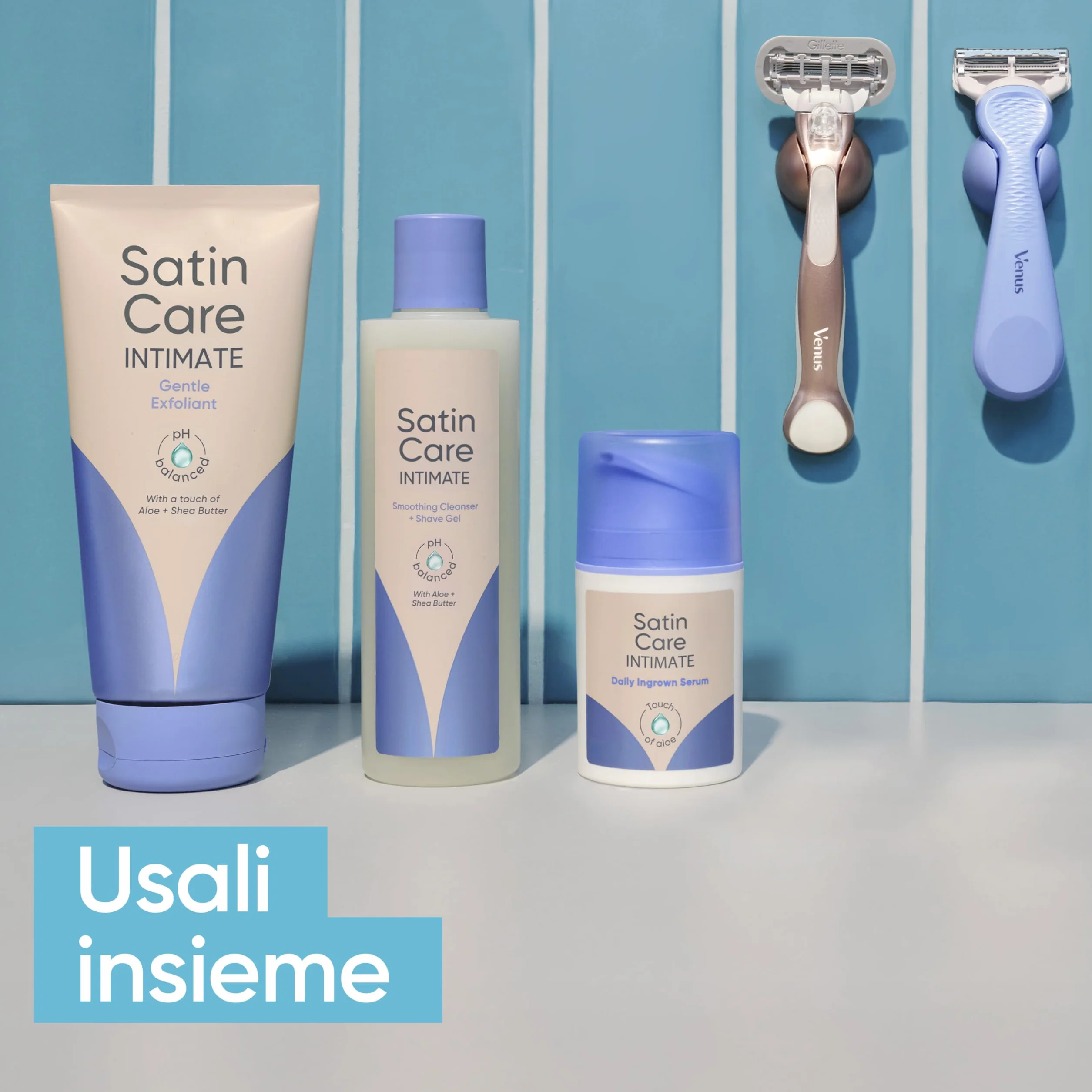 Gillette Venus Rasoio Donna Parti Intime + 3 Lamette Ricambio con Barra Anti-irritazioni