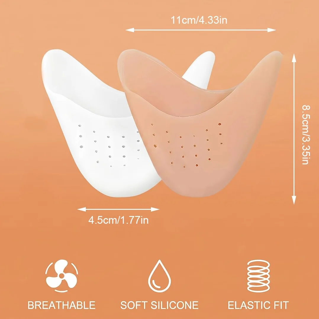 Copriscarpe Punta Silicone Danza Classica Tacchi Balletto Traspiranti Alleviare Dolore Prevenire Vesciche Bianco