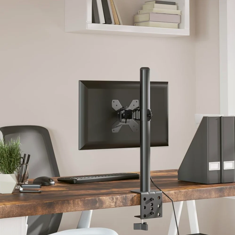 Supporto per monitor in acciaio, supporto per monitor VESA 75/100 mm per schermi da 13-32 pollici, regolabile in altezza, orientabile, inclinabile, portata fino a 10 kg, supporto da tavolo per