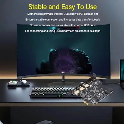 Scheda PCIe A USB 3.2 Gen 1, Scheda di Espansione A 5 Porte da 5 Gbps, 2 X USB Tipo C 3 X Interfaccia USB Tipo A A 19 Pin, Scheda di Espansione PCI Express A 5 Porte per, OS X
