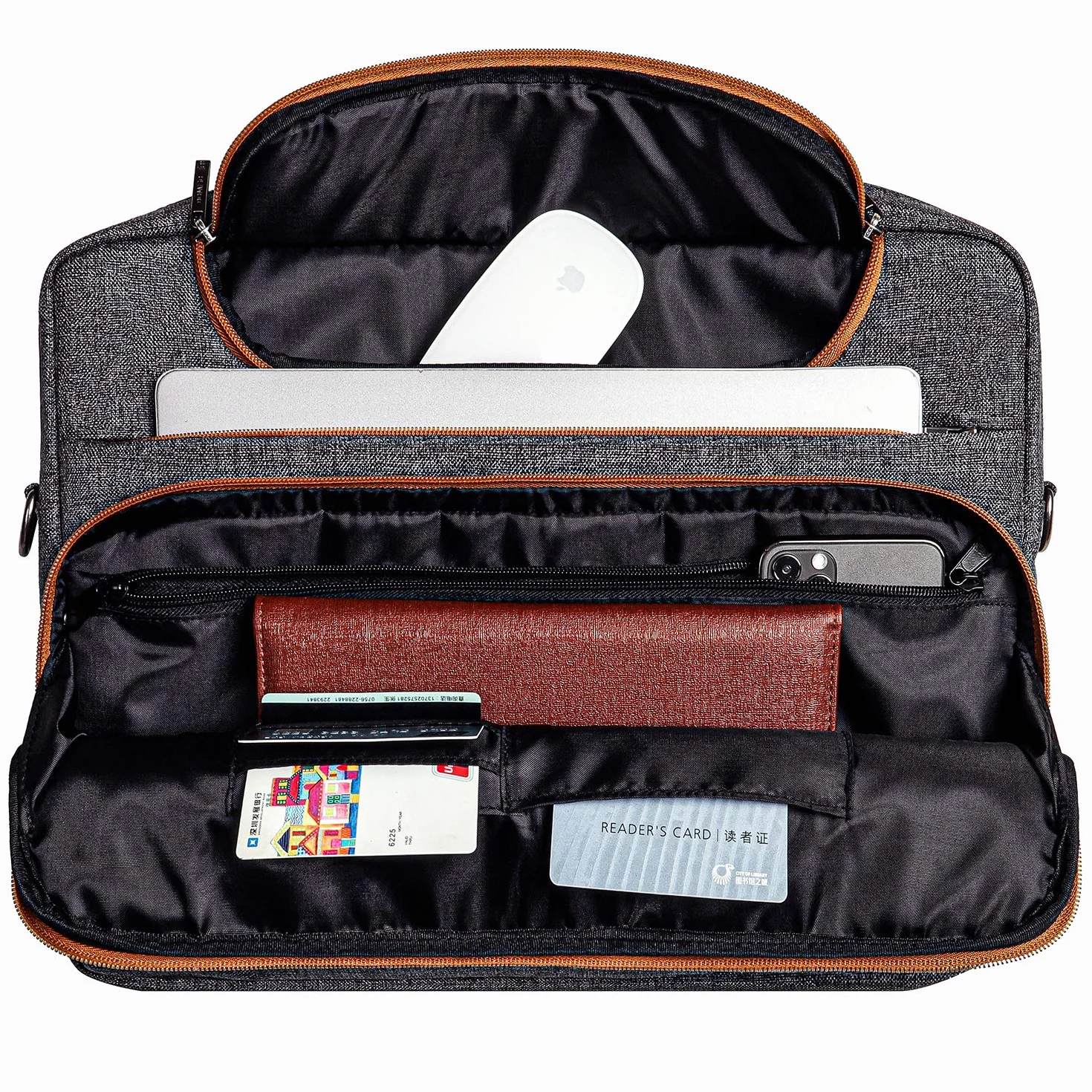 DOMISO 17 Pollici Borsa PC Impermeabile Custodia Messenger Ventiquattrore per Computer Portatile/Tablet/Notebook/Ultrabook/Chromebook da 17-17,3 pollici, Grigio Scuro