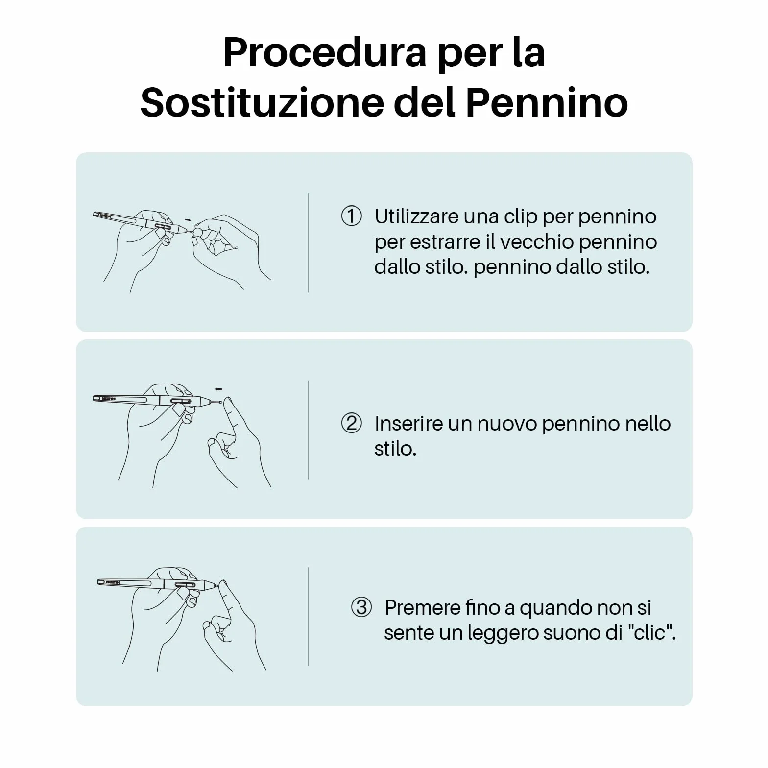 Punte per Penna HUION PN05A, Nere, Confezione da 10, Compatibili con la Penna Stilo HUION PW517 Adatto per Modello Kamvas 13, Kamvas 22, Kamvas 22 Plus, Kamvas Pro 24