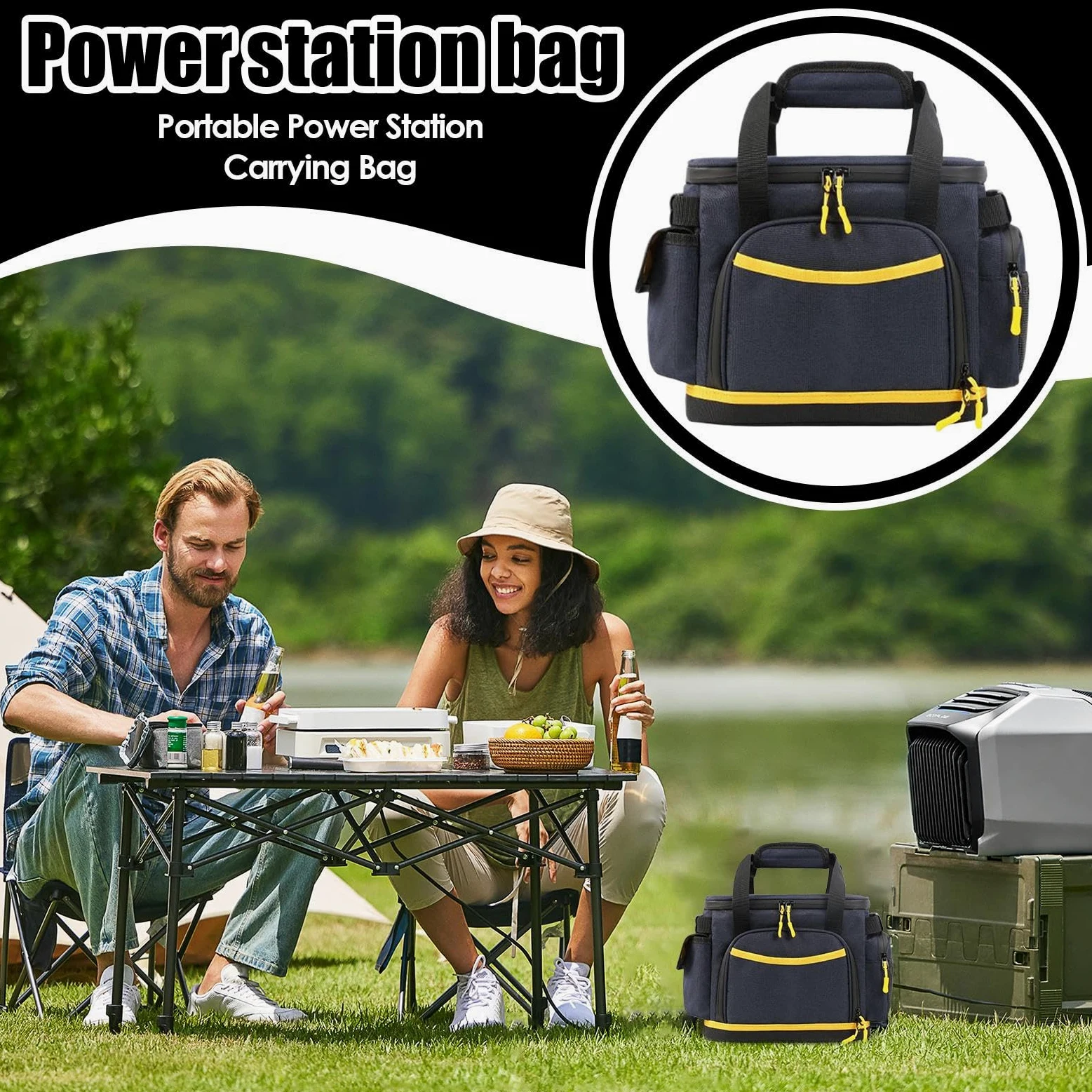 Borsa Porta Cavi Di Ricarica Custodia Multitasca Anti-E Antiurto | Borsa Da Viaggio Per Power Station Custodia Organizer In Tessuto Oxford Per Elettronica Da Viaggio