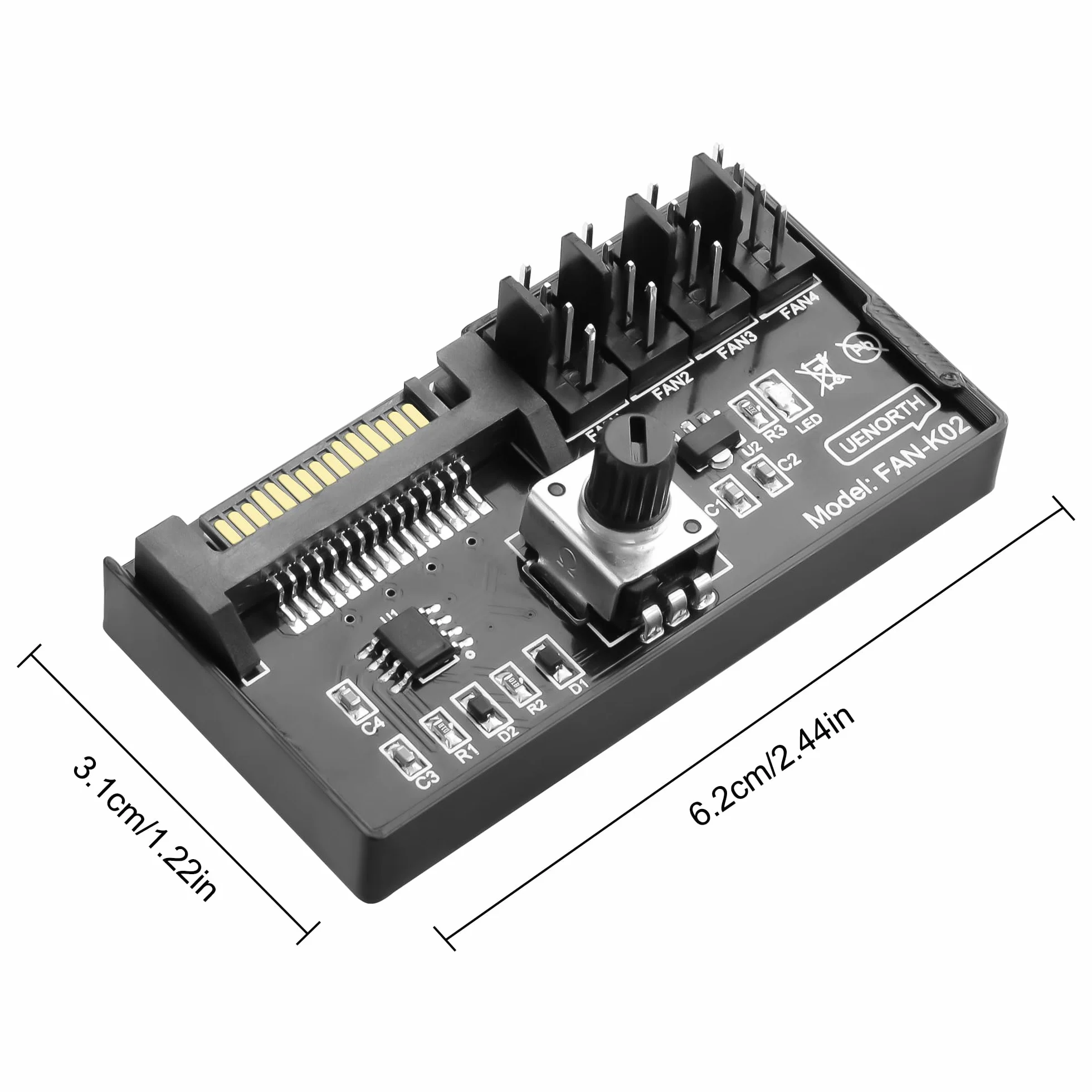 Controller ventola PC 12V 4 pin PWM hub alimentazione 4 SATA