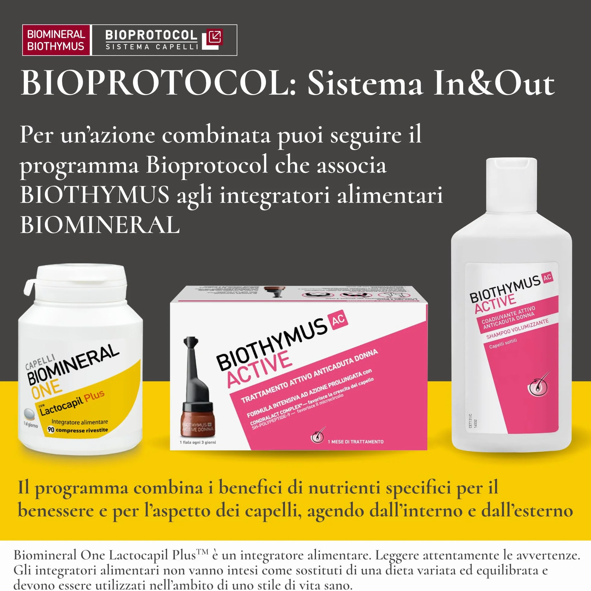 Biomineral One Capelli Più Forti 90 Compresse Integratore per Capelli con Lactocapil Plus Biotina Vitamina D Acido Linoleico e Taurina