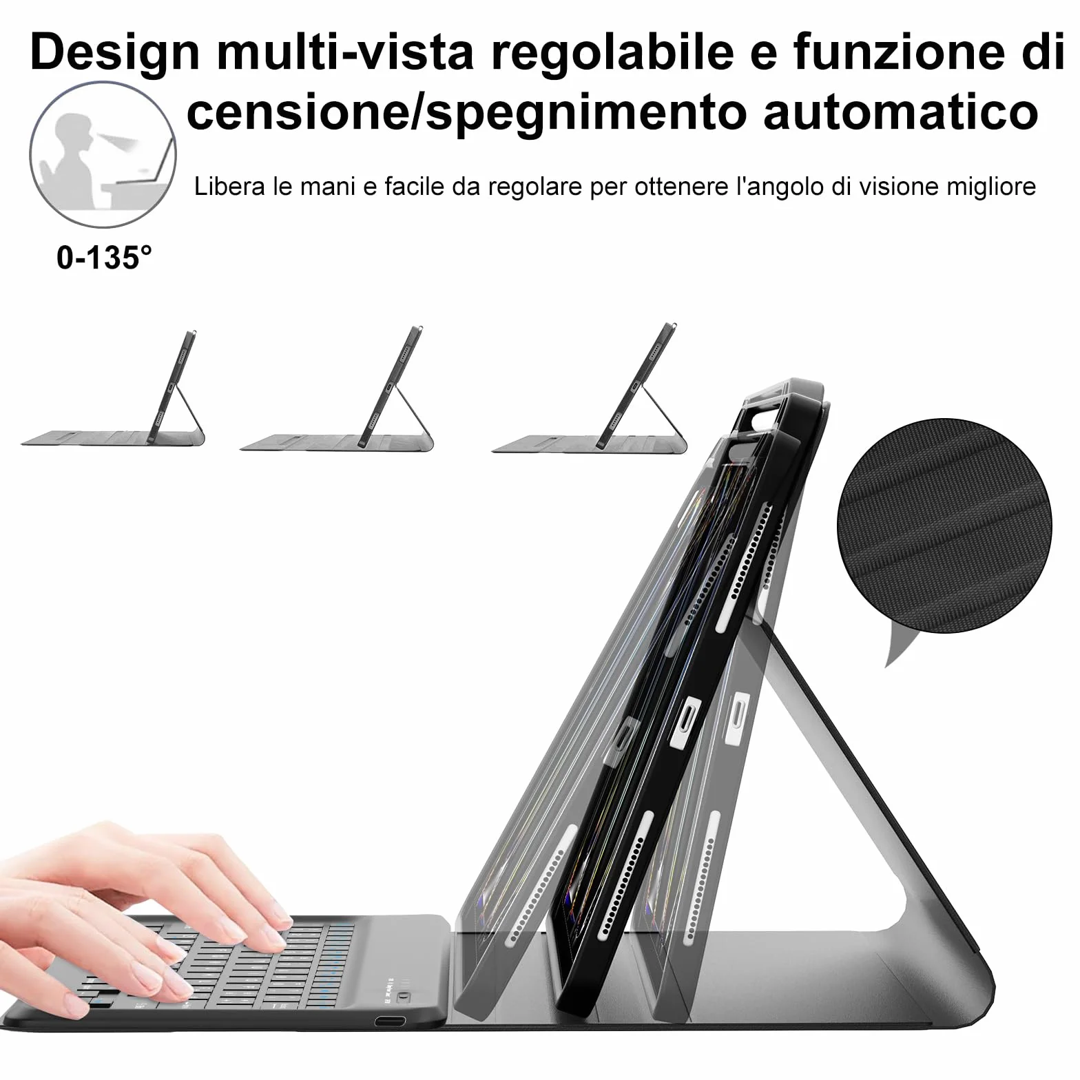 WINCHKING Custodia con Tastiera per iPad Pro 13" M5 2025/M4 2024, Cover Bluetooth Magnetica Tastiera per iPad Pro 13 Pollici (M5/M4, 2025/2024), QWERTY Italiano Layout, Nero