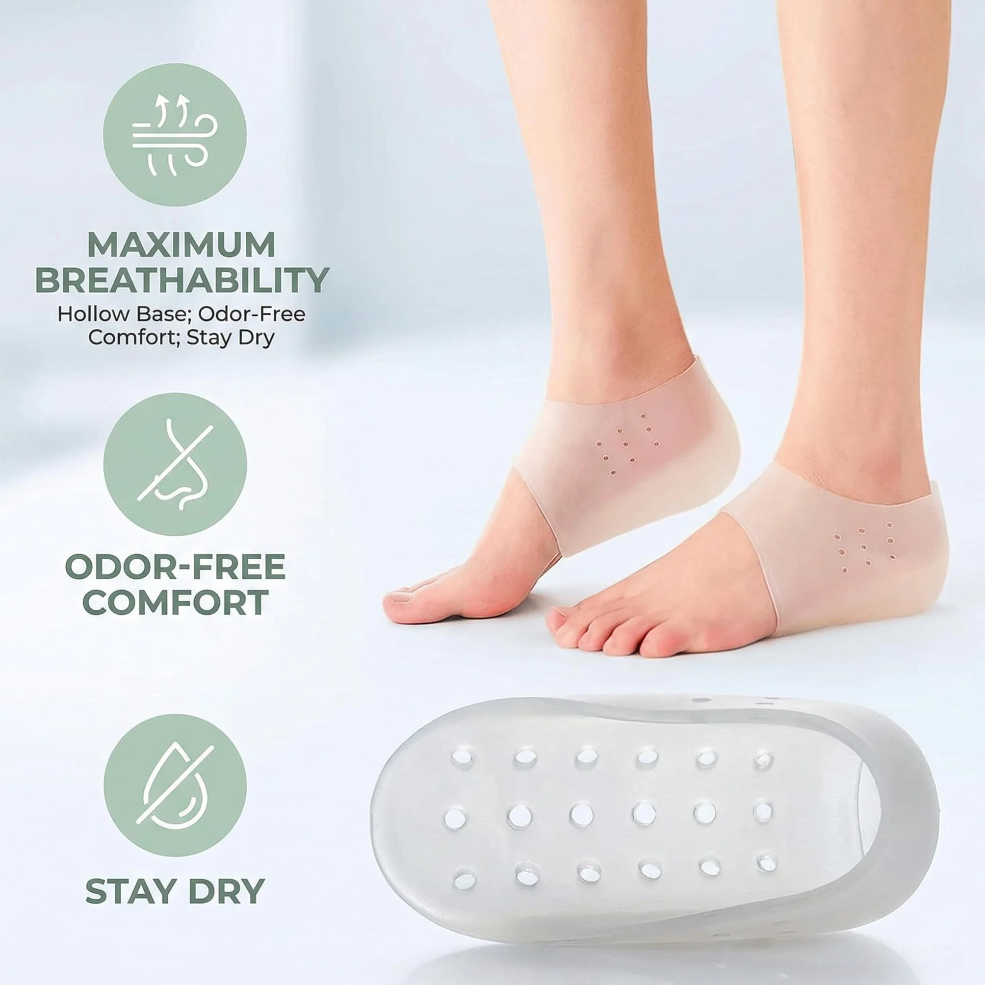 Solette Rialzanti Invisibili Silicone 4cm Skin Color Unisex Massaggio Piede