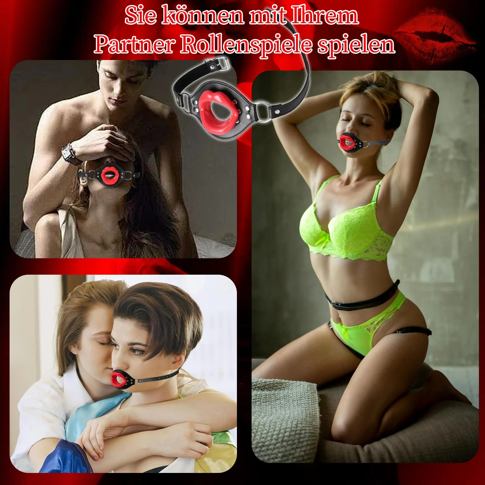 Silicone Ball Gag Big Mouth Gag con Cinghie di Cuoio Regolabili BDSM Sex Toy