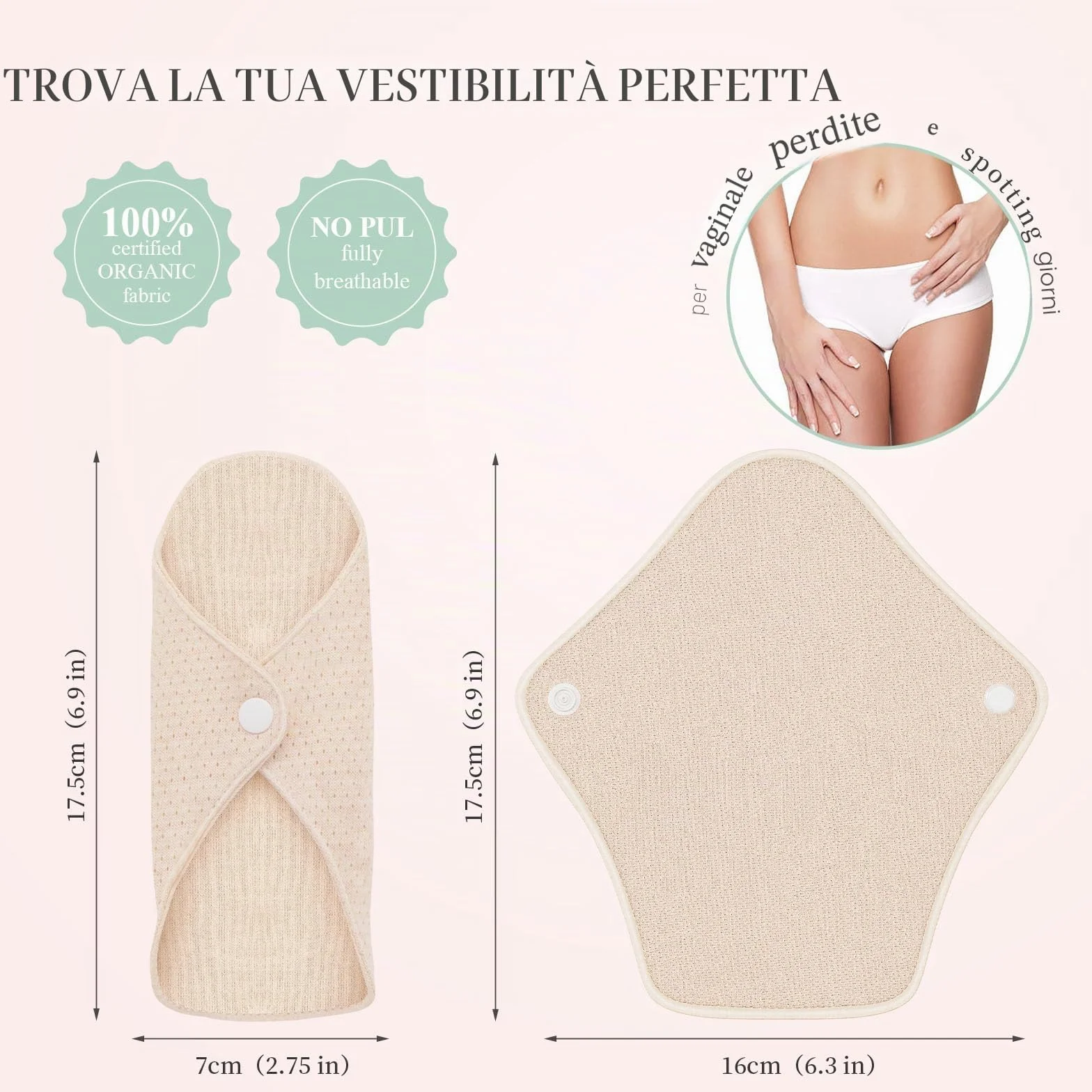 MQUPIN Asciugamani Igienici Riutilizzabili Lavabili 8 pz Cotone Biologico Anti-perdite