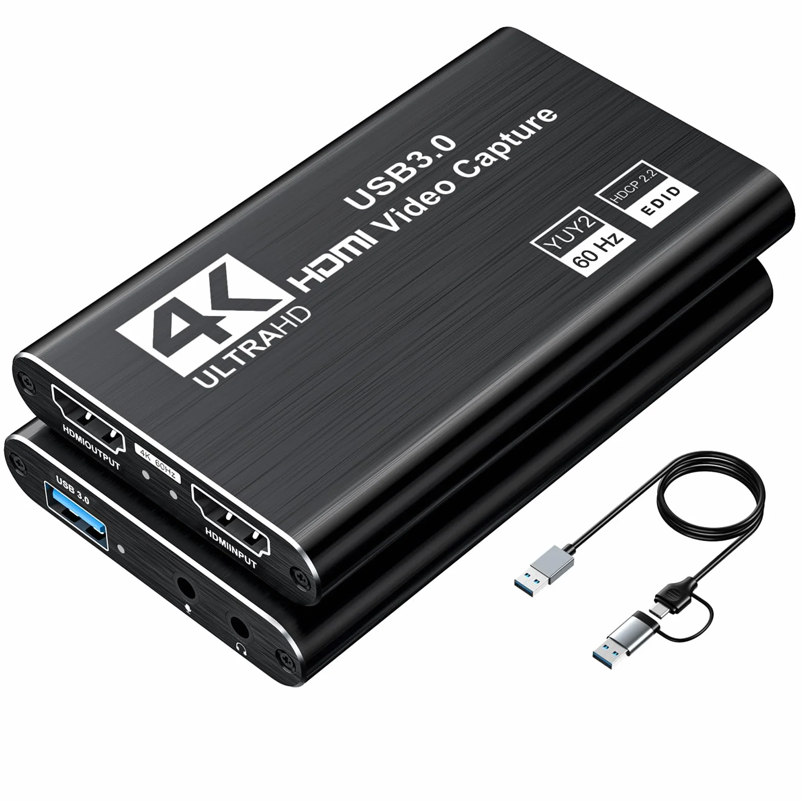 XIIXMASK Scheda di acquisizione video, Scheda di acquisizione USB 3.0 4K HDMI Loop-Out, acquisizione video 1080P 60FPS/2K 30FPS per lo funziona per PS5/Switch/fotocamera/PC/OBS(nero)
