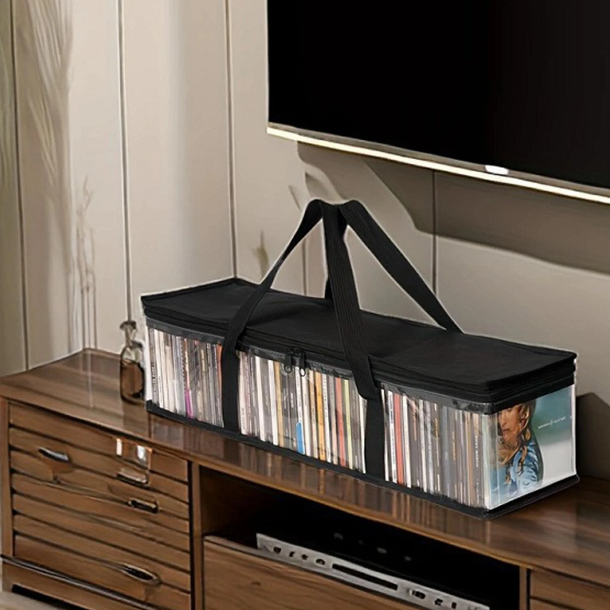 2 Pezzi Borse Porta Portatile per DVD, Custodia per Dvd Resistente Acqua Trasparente di Grande Capacità Custodia, Borse di Archiviazione per Trasporto per CD, Album, Libri (60x22x15.2cm)