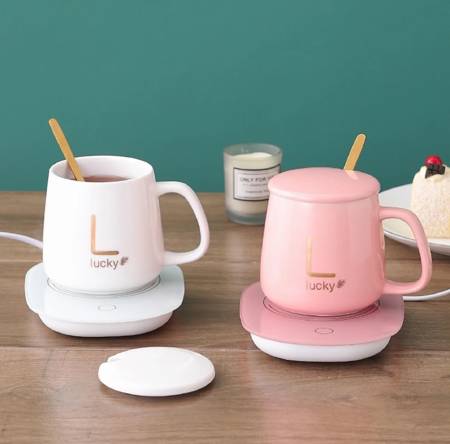 Scalda Tazza da Caffè Elettrico,55℃i Tazza di Controllo della Temperatura Intelligente per caffè Cacao e Bevande Calde, per casa e Ufficio scaldatazze elettrico (Bianco)