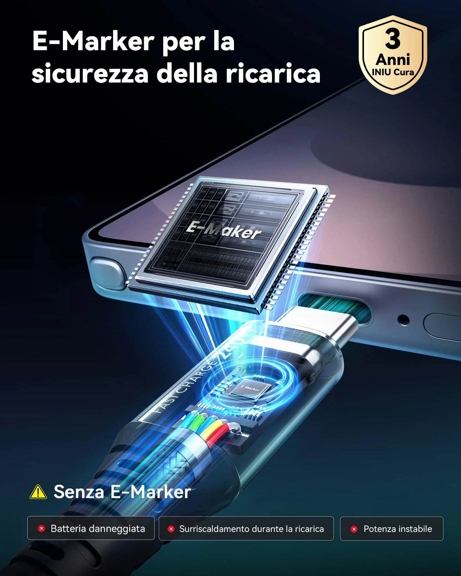 INIU 240W Cavo USB C a USB C PD3.0 Ricarica Rapida Nylon 2m per iPhone 17 Pro Max MacBook Air iPad Pro Samsung Galaxy S25 Ultra Pixel 10 Steam Deck Switch
