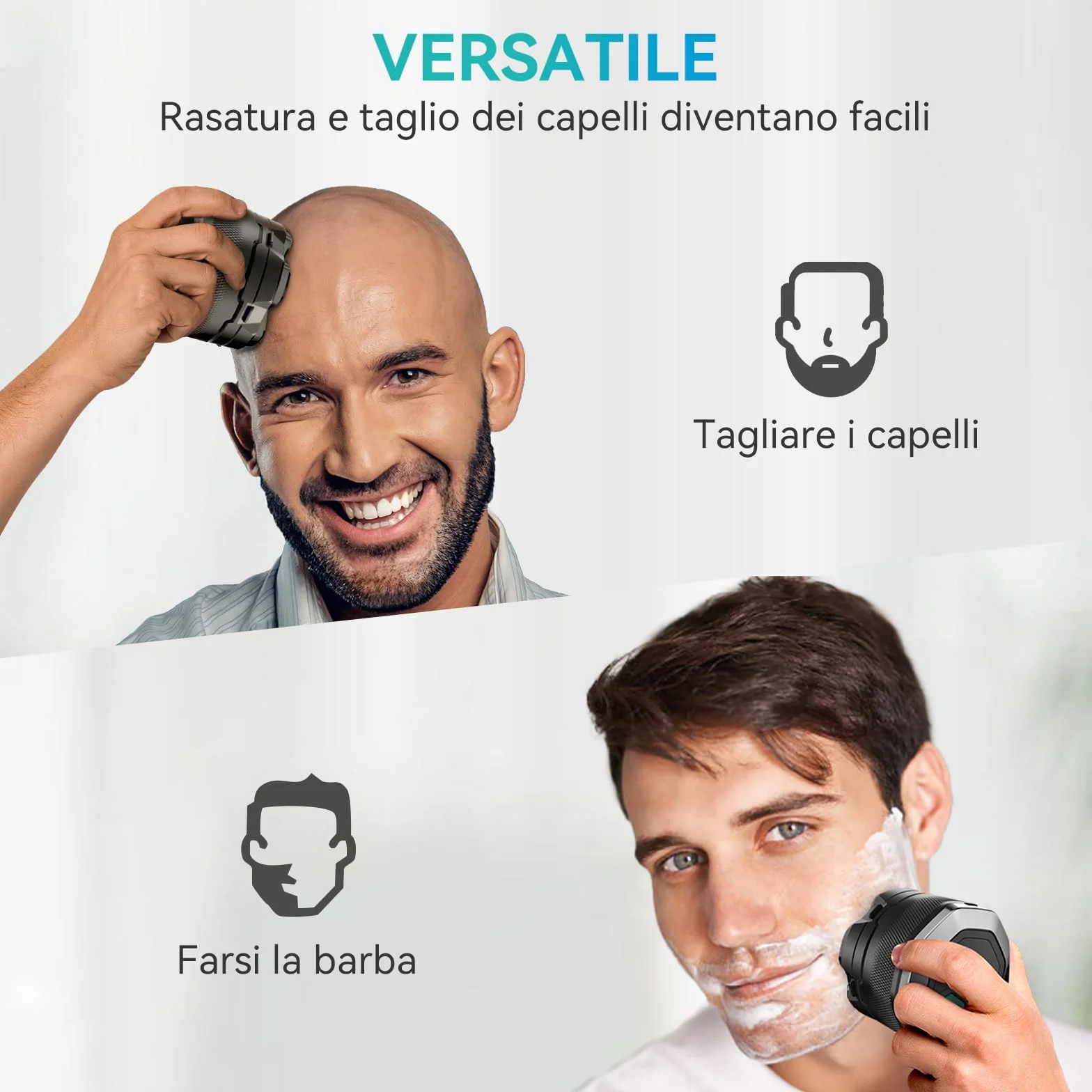 Kensen Rasoio Elettrico Testa Calva Uomo 6D Impermeabile Cordless 160 Minuti Autonomia USB-C