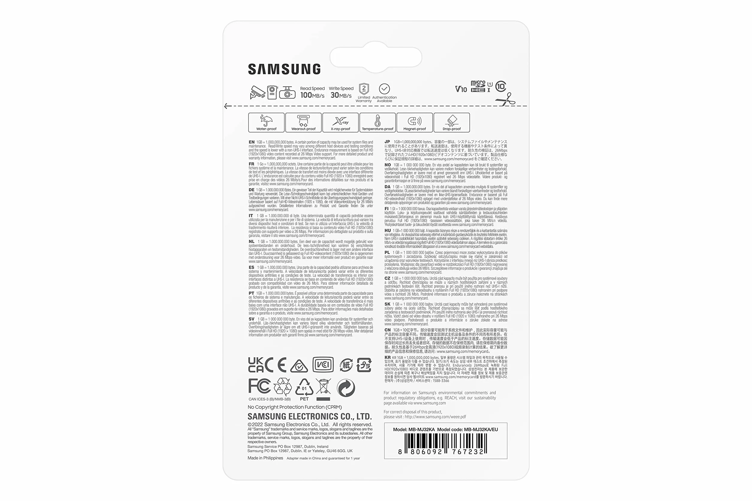 Samsung Memorie MB-MJ32KA PRO Endurance Scheda MicroSD per telecamere di videosoverglianza e dashcam da 32 GB, UHS-I U1, fino a 100 MB/s, Adattatore SD Incluso