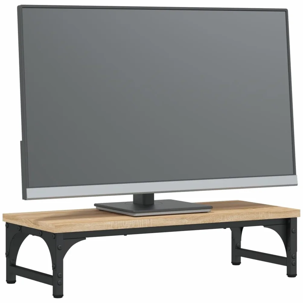 Supporto per monitor in rovere Sonoma, 55 x 23 x 14 cm, rialzo per monitor in legno, supporto ergonomico per monitor con gambe regolabili, per ufficio e scrivania