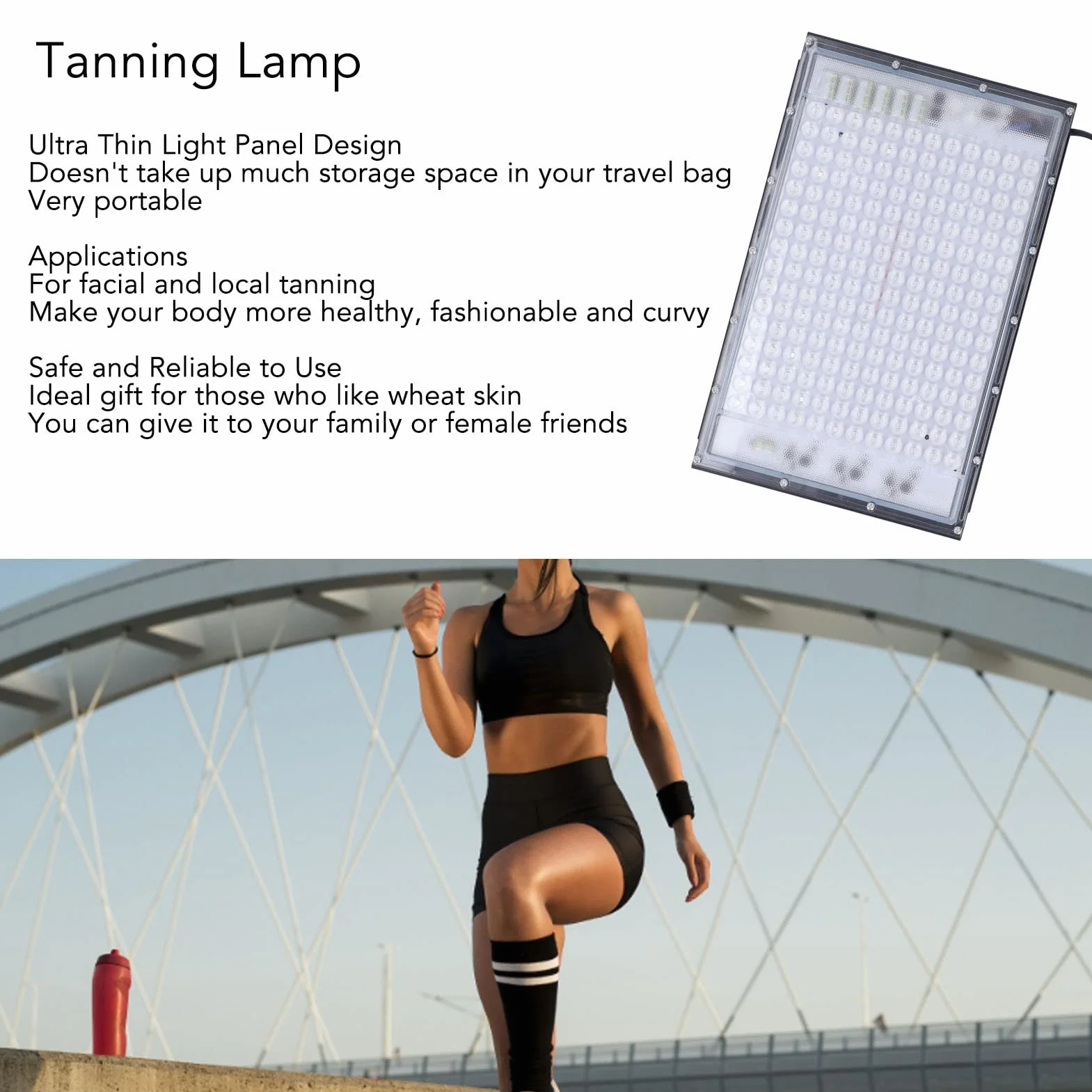 Lampada per Fototerapia Portatile a Luce Blu 100W 192 LED, Macchina Abbronzatura Viso e Corpo