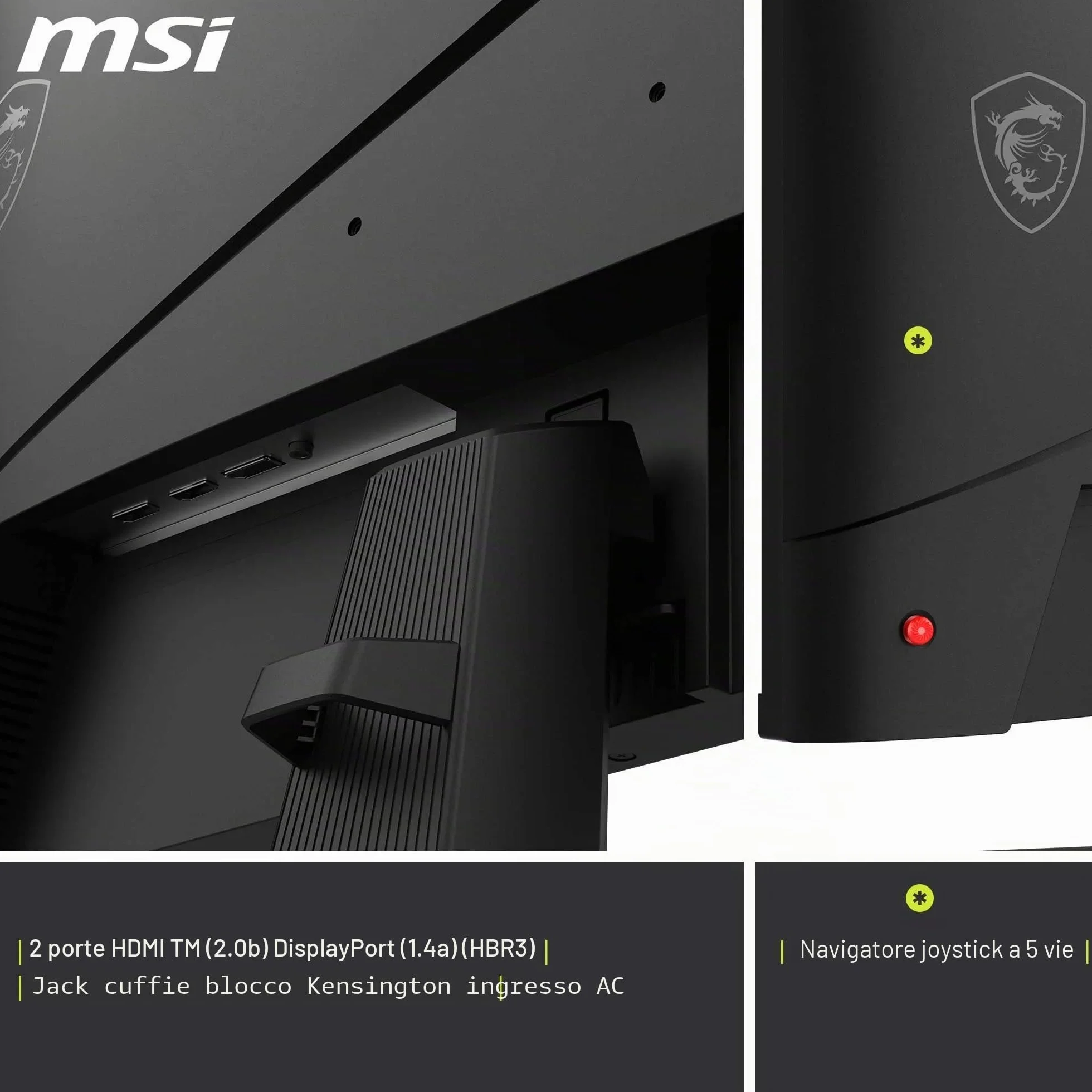 msi MAG 274QF X24 Monitor Gaming 27" WQHD – 2560x1440 Rapid IPS, 240Hz, 0,5ms, HDR Ready - AMD FreeSync Premium, Eye Care, AI Vision, HDMI 2.0b, DP 1.4a, Supporto Inclinabile, VESA Mount, Nero