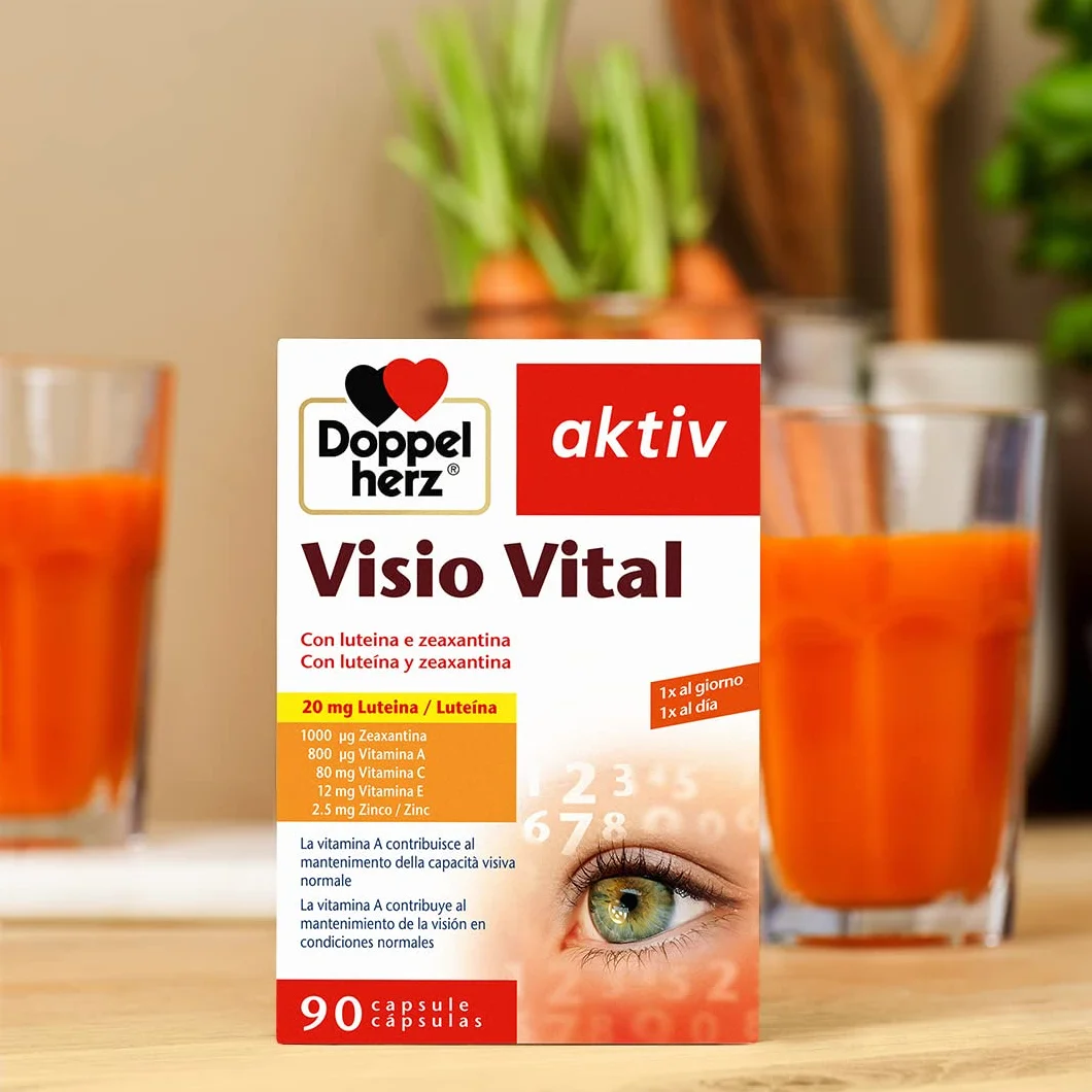 Doppelherz aktiv Visio Vital Integratore Alimentare per la Vista con Luteina, Zeaxantina, Vitamina A C E e Zinco 90 Capsule