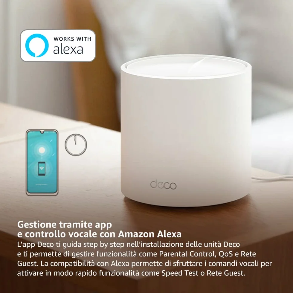 TP-Link Deco X50 Mesh WiFi 6 AX3000Mbps Dual Band, Copertura fino a 600m², Ottimale per Casa Grande, Connetti più di 150 Dispositivi, 3 Porte Gigabit, OFDMA, MU-MIMO, WPA3, HomeShield, 3pz