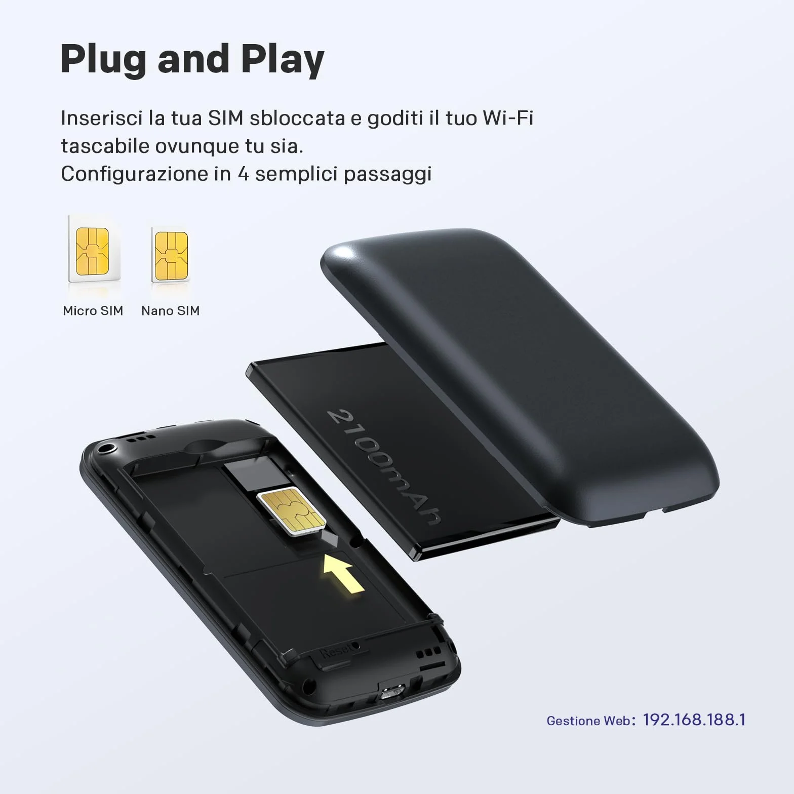 STRONG 4G AIRSPOT 210 Saponetta WiFi Portatile 4G LTE CAT4 150Mbps Hotspot Tascabile Fino a 10 Dispositivi Batteria Ricaricabile USB-C Power Bank