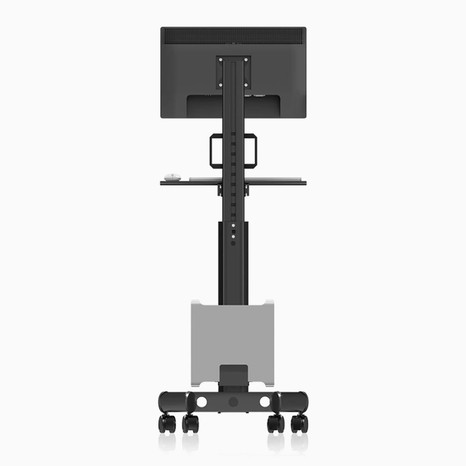 Carrello Mobile per Monitor Singolo Monitor-Arm Supporto per Monitor da Pavimento da 17"-32" Supporto per TV LCD Supporto per Monitor Regolabile in Altezza con Tastiera e staf