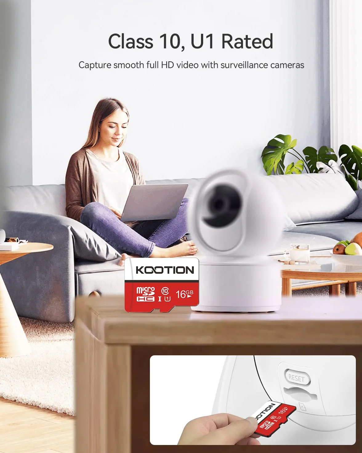 KOOTION Scheda Micro SD 16GB Classe 10 MicroSDHC A1 U1 Alta Velocità Lettura 100 MB/s