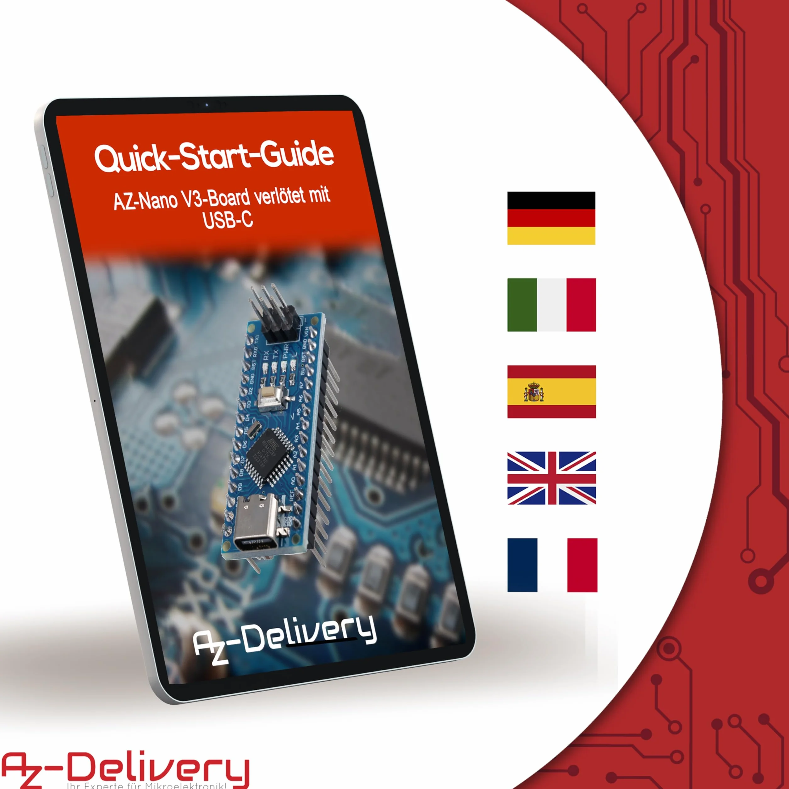AZDelivery 5 x AZ-Nano V3 con connettore USB-C con Atmega328 CH340 già saldate, versione migliorata incluso e-book!