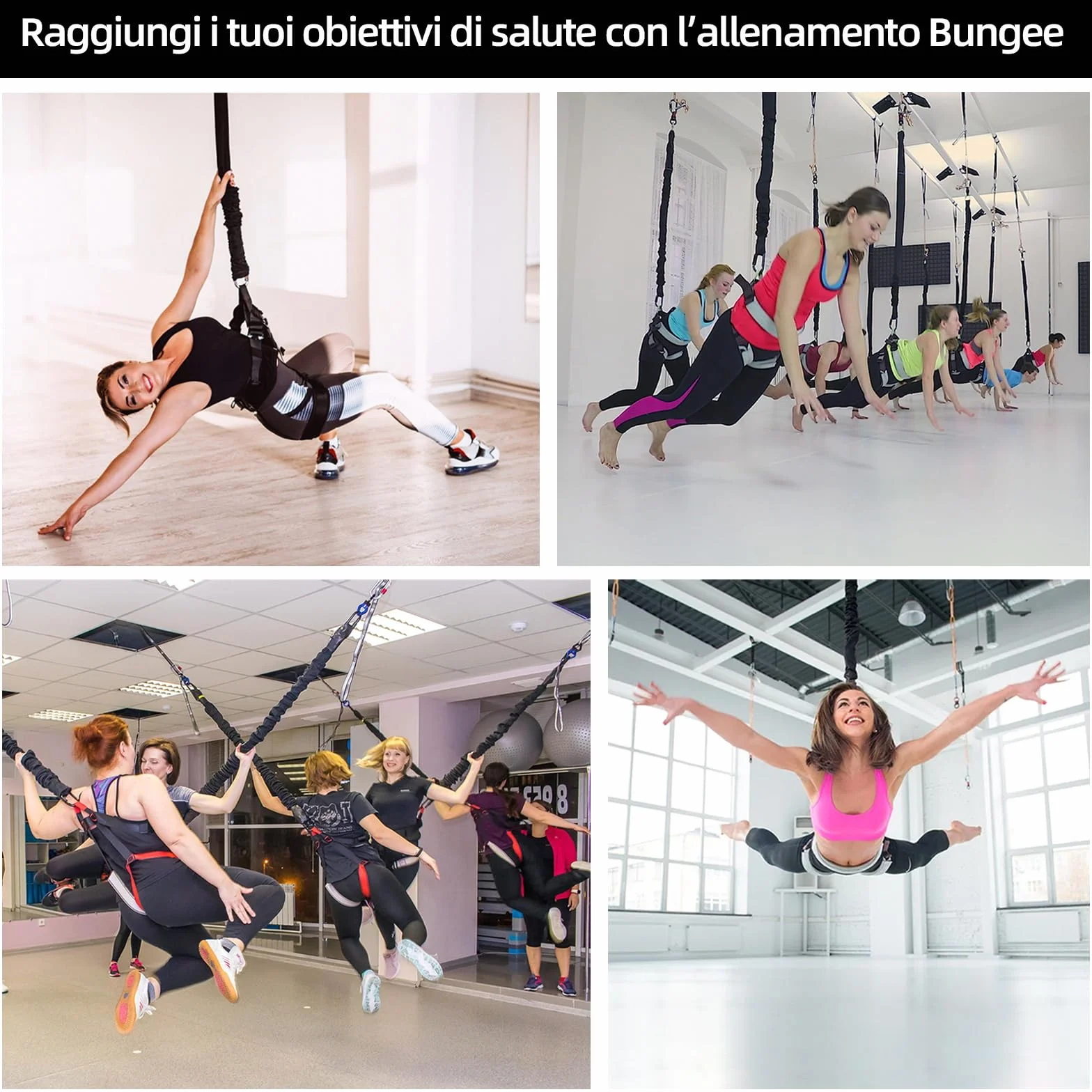 PRIOR FITNESS Cavo Bungee per Yoga Aerea e Bungee Fitness, Fascia Elastica 50-120kg, Lunghezza 1m, Nucleo Lattice Naturale