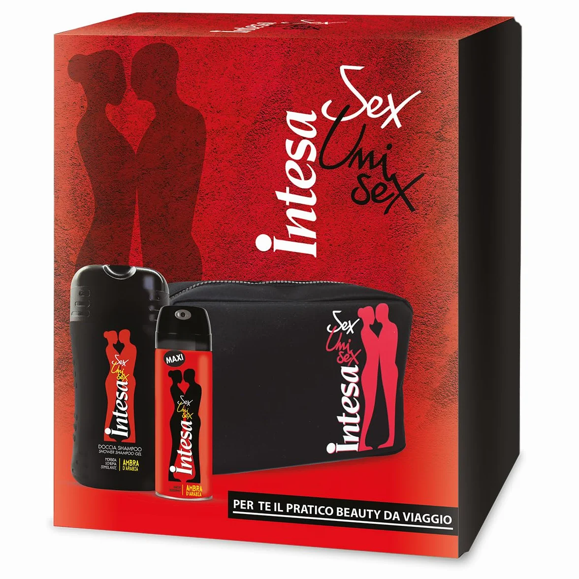 INTESA SEX UNISEX Confezione Regalo Ambra D'Arabia Gel Doccia 250ml Parfum Deodorant 150ml Pochette