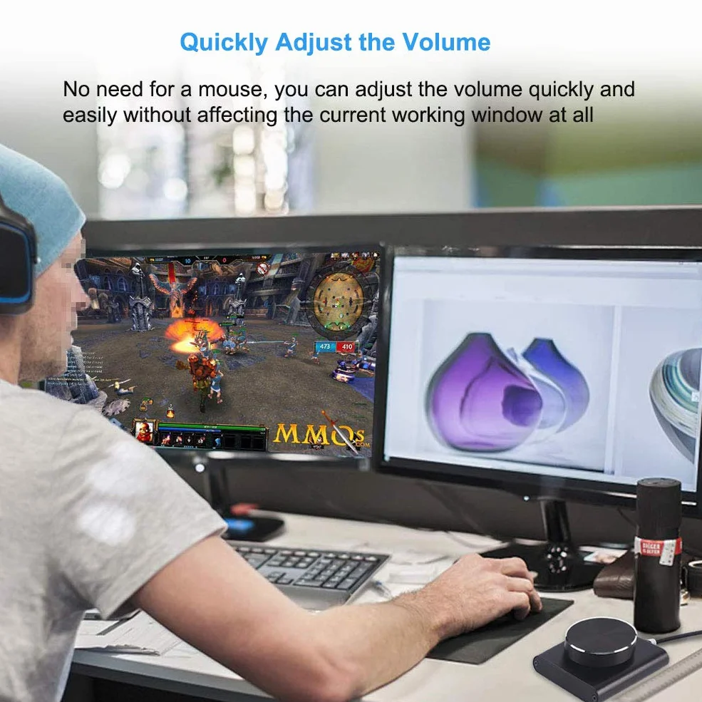 Manopola di Controllo del Volume USB con Funzione Muto/Pausa per Computer, Controller Audio Nero