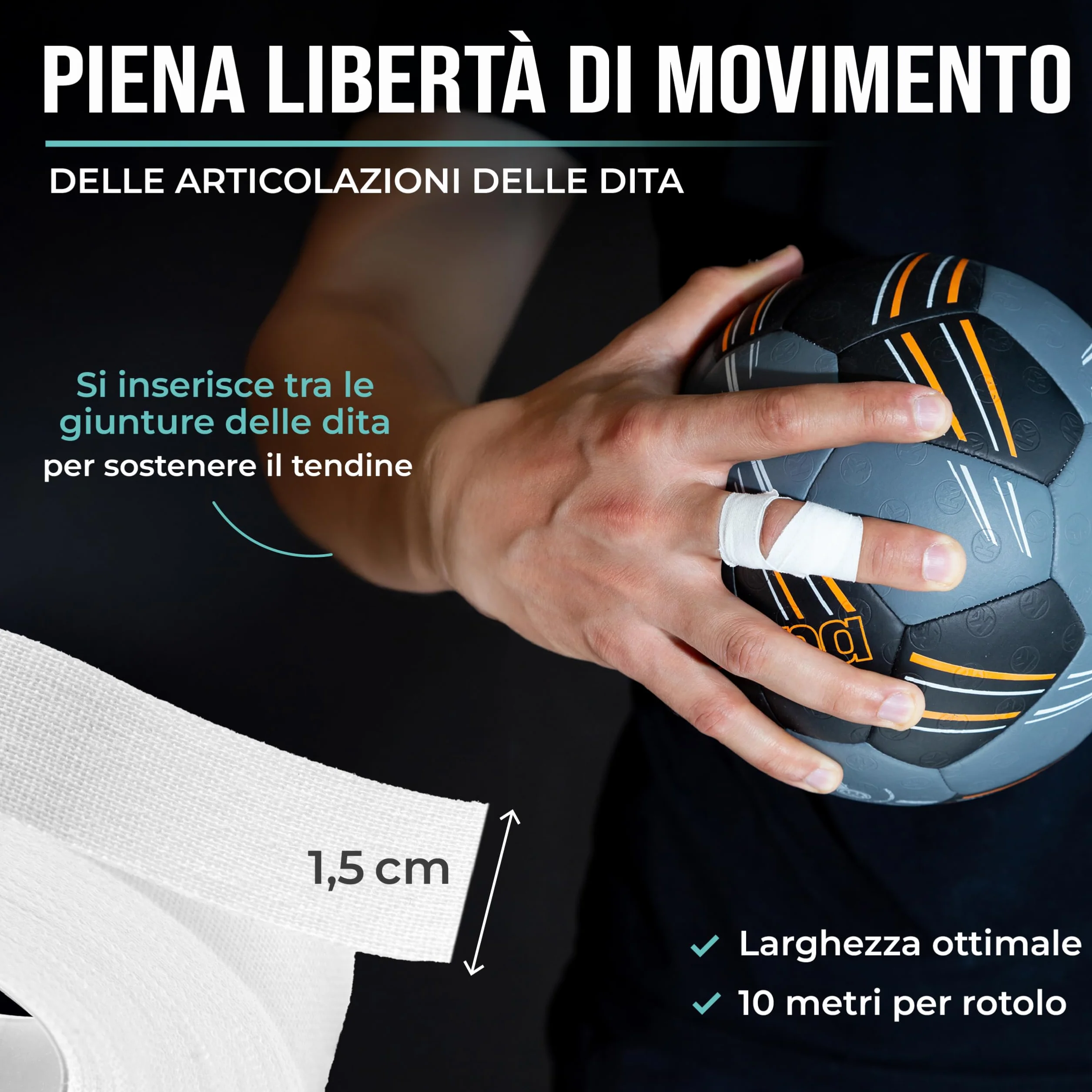Nastro Sportivo Adesivo Extra Forte 3 Rotoli 30m Bianco per Allenamento Pesi Pallavolo Boulder
